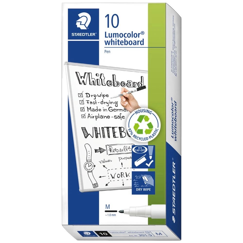 1 Staedtler Noris Lumocolor Whiteboard Marker Black 10 Pack, 1 of 6