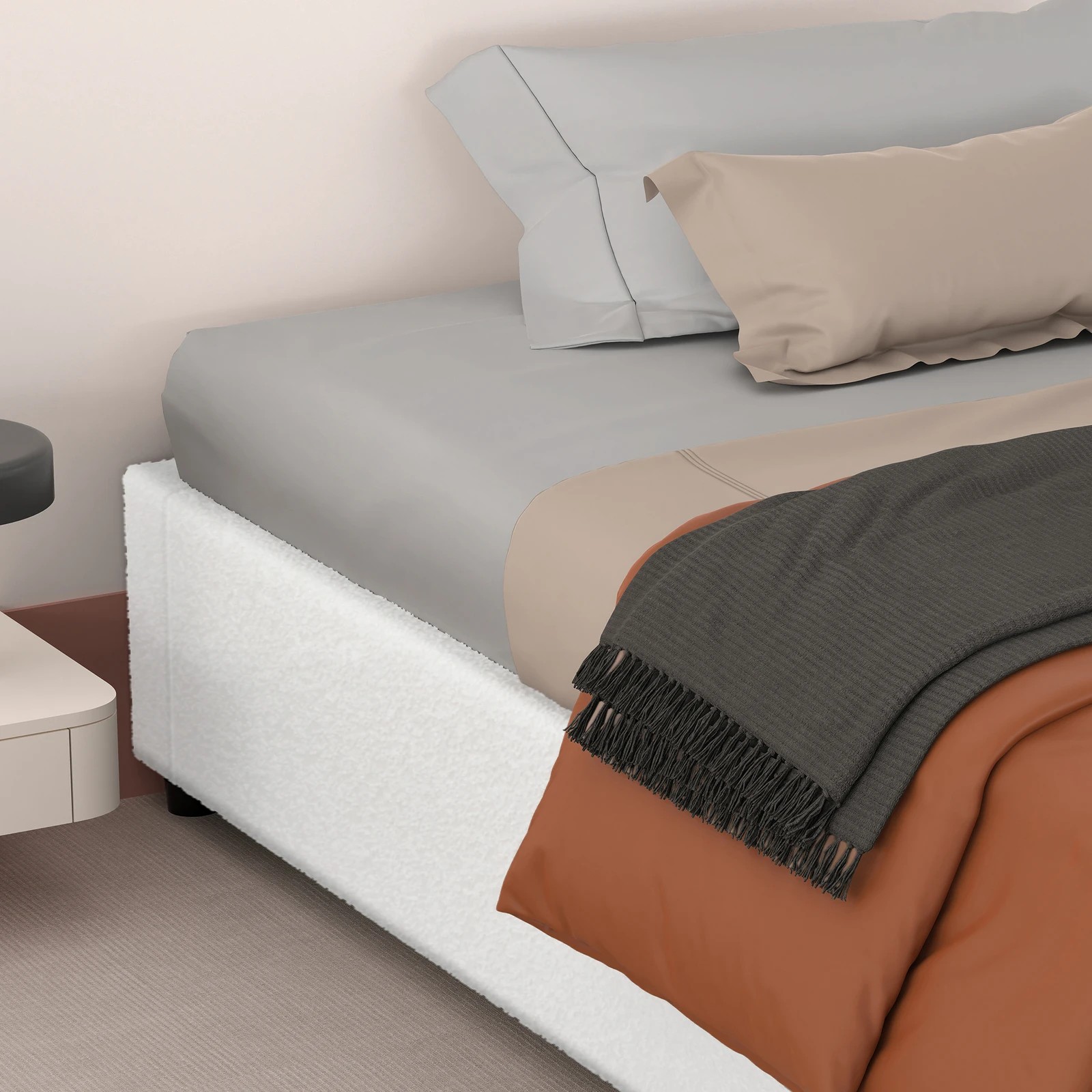 5 Alfordson Bed Frame King Single Gas Lift Storage Mattress Base Boucle Wilbur - White, 5 of 10