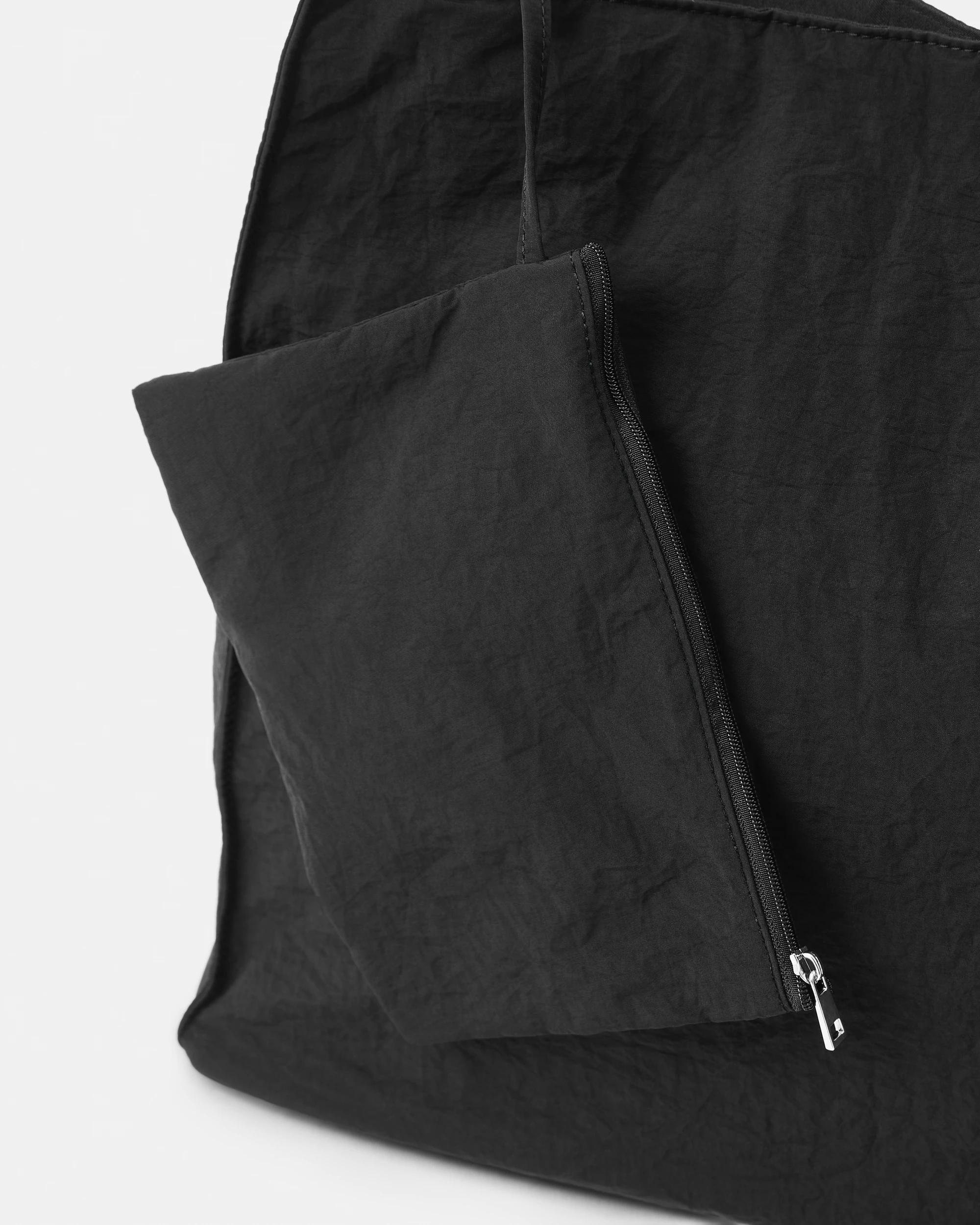 5 Nylon Shopper Tote Bag Black, 5 of 7