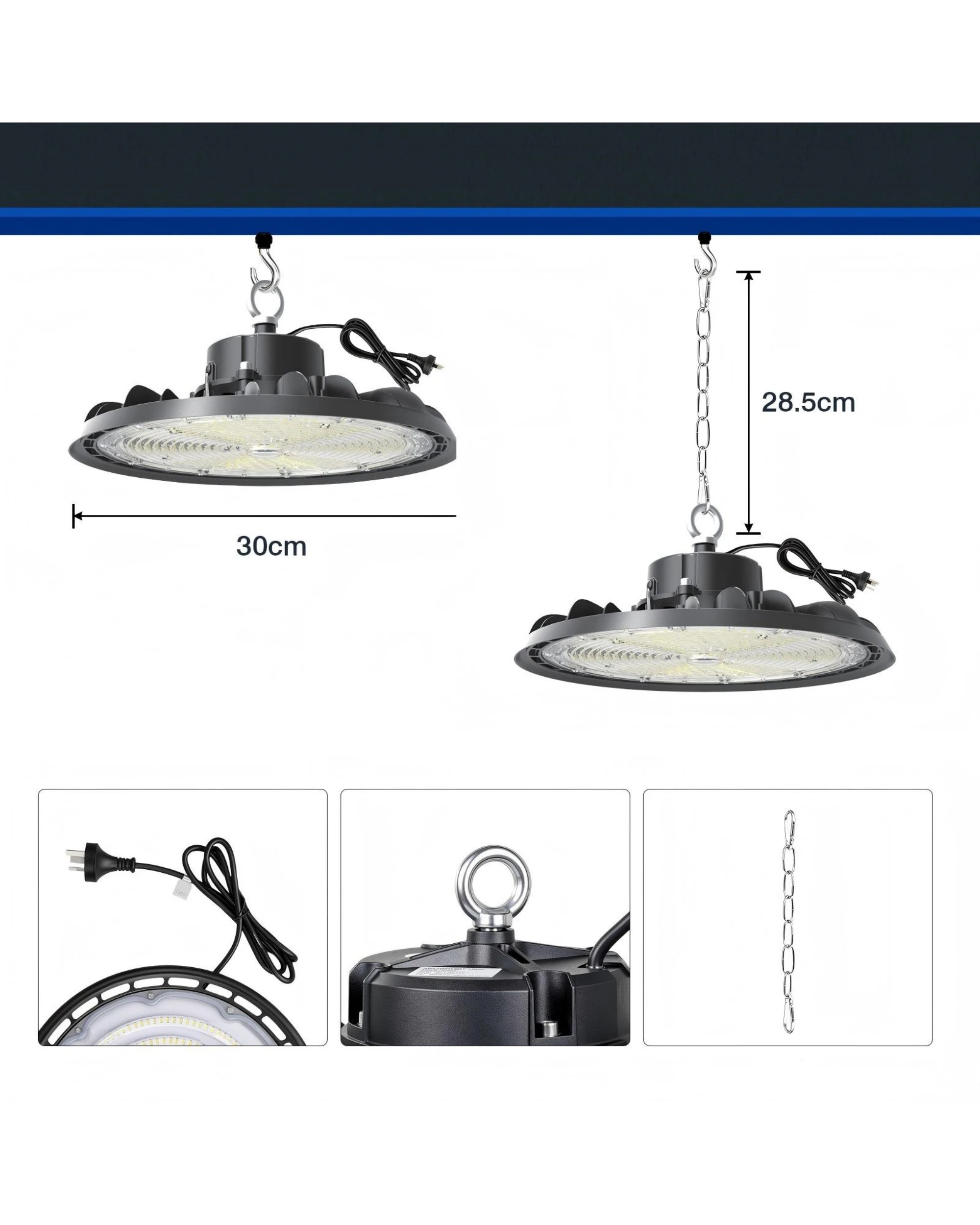6 Advwin LED High Bay Light 200W IP66 3000K-6500K, 4 Pack - Black, 6 of 7