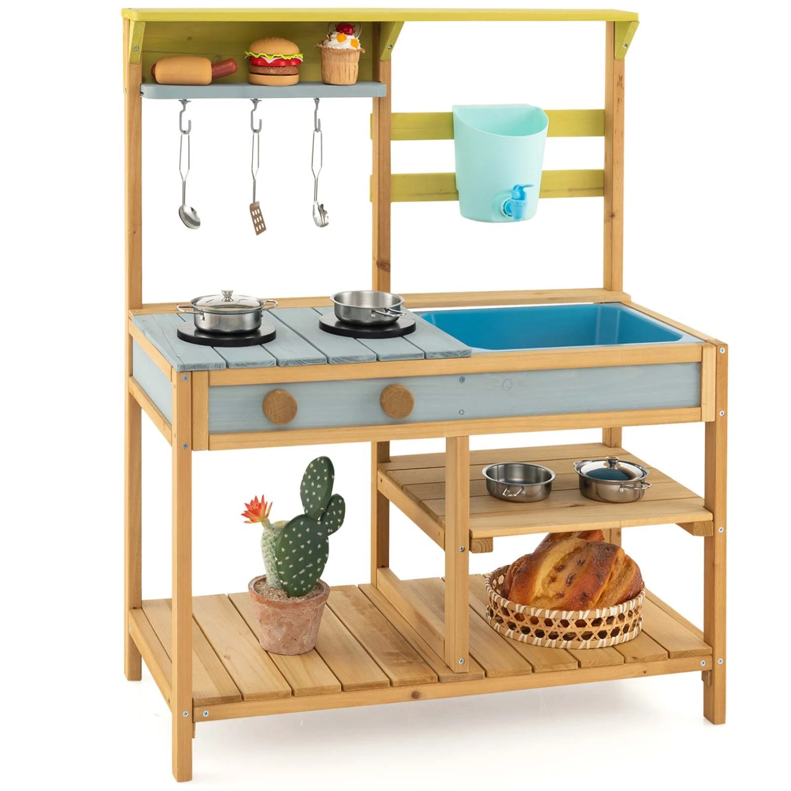 1 Costway Wooden Kitchen Playset Outdoor Pretend Play Mud Kitchen, 1 of 6