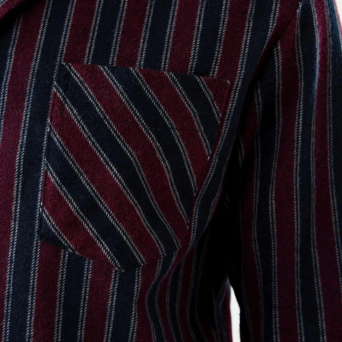 6 Printed Flannel Pyjama Set Ivy Stripe, 6 of 8