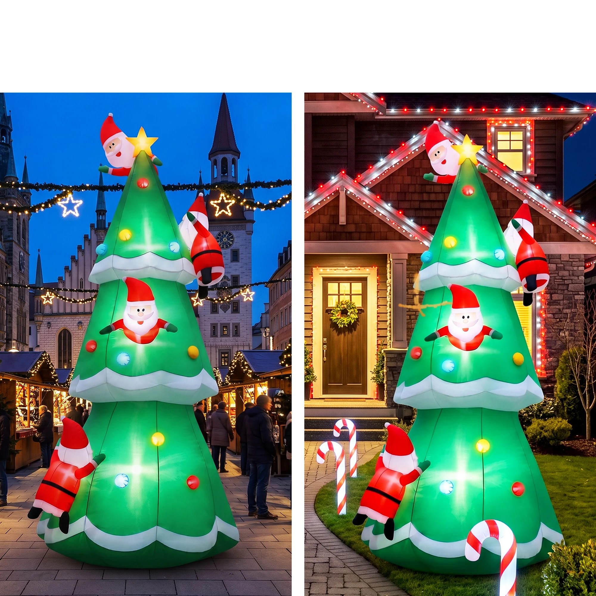 2 Jingle Jollys Christmas Inflatable Santa Tree 5M Illuminated Decorations - Multi, 2 of 7