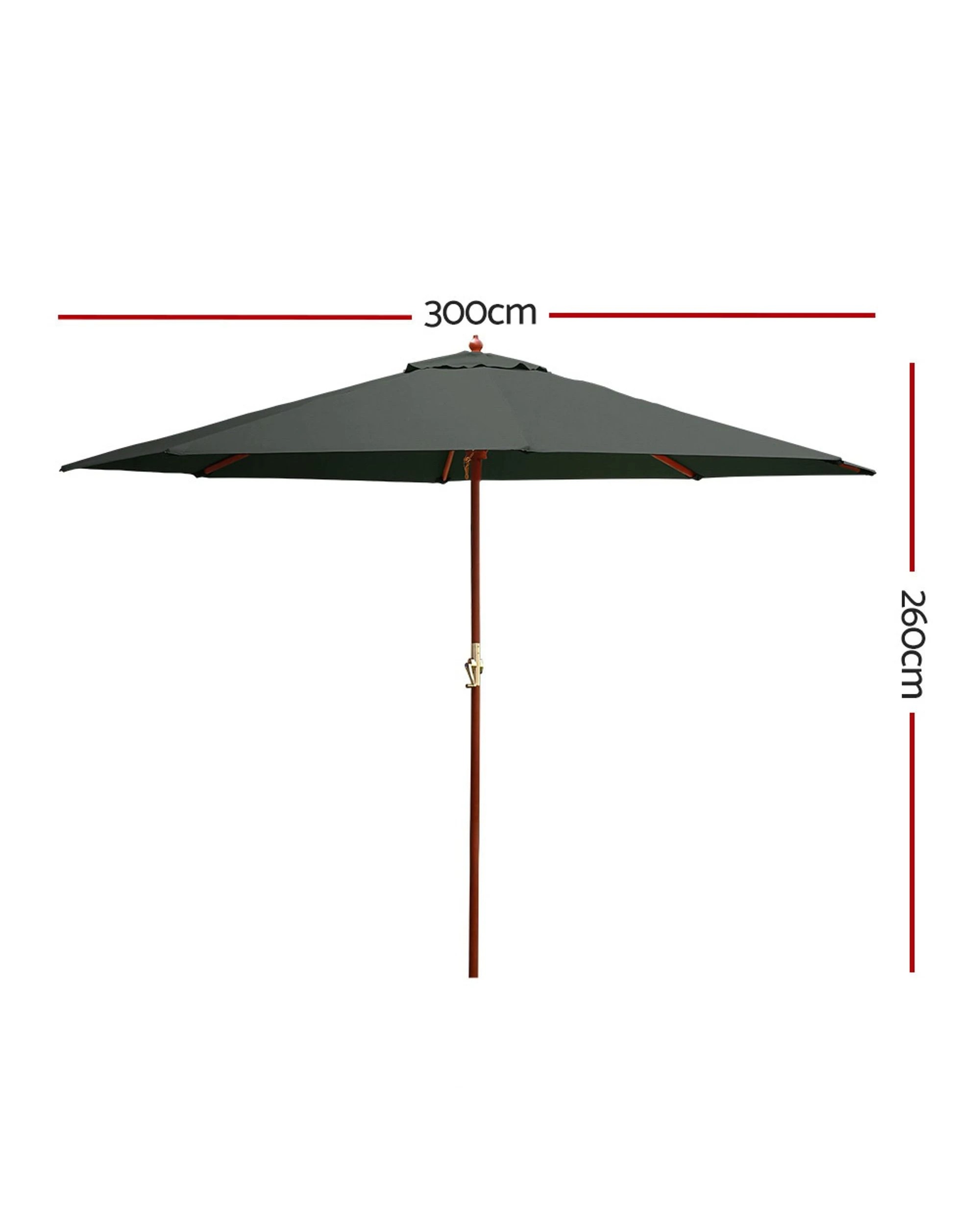 3 Instahut 3m Outdoor Umbrella Pole Umbrellas Beach Garden Sun Stand Patio
 - Grey, 3 of 3