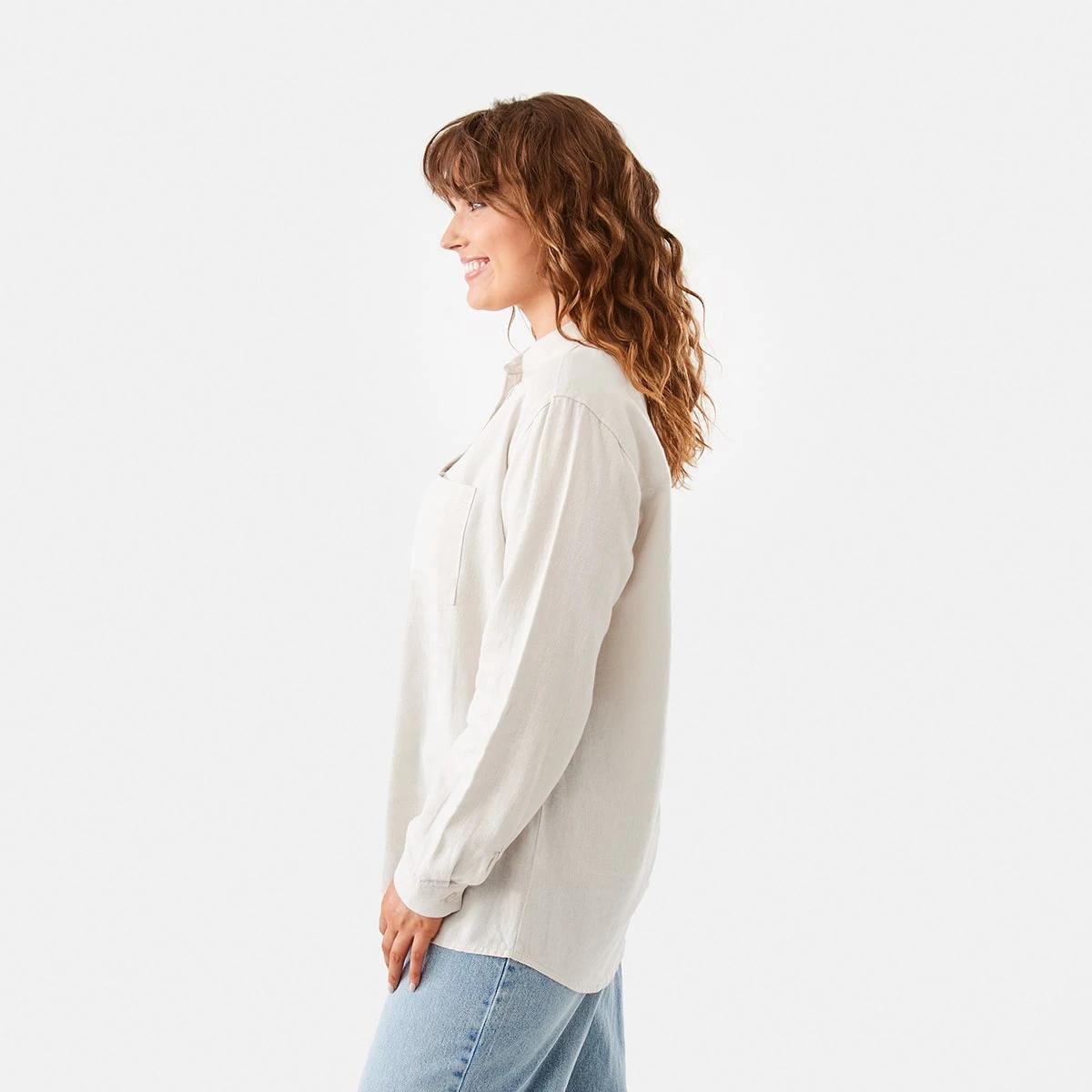 2 Long Sleeve Linen Blend Shirt Nat Beige, 2 of 7