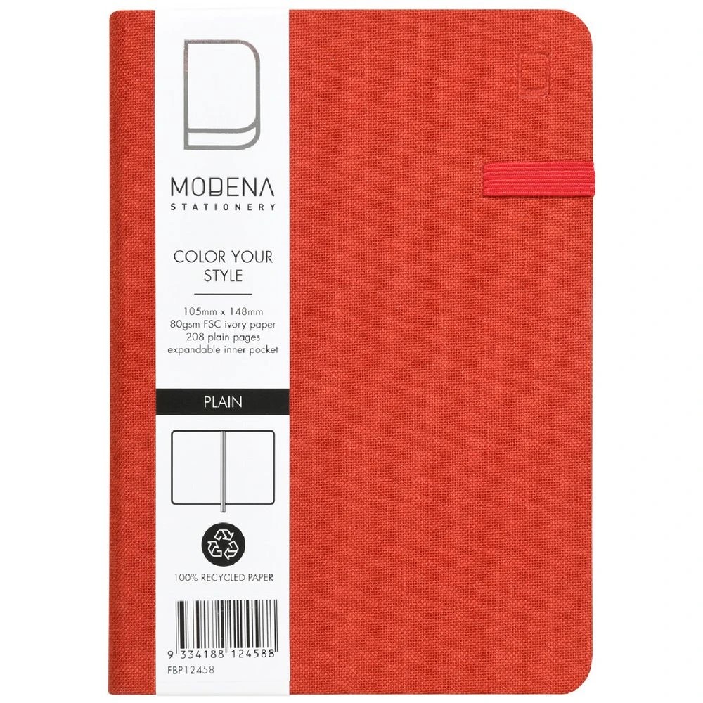 1 Modena A6 Linen Plain Notebook Orange, 1 of 5