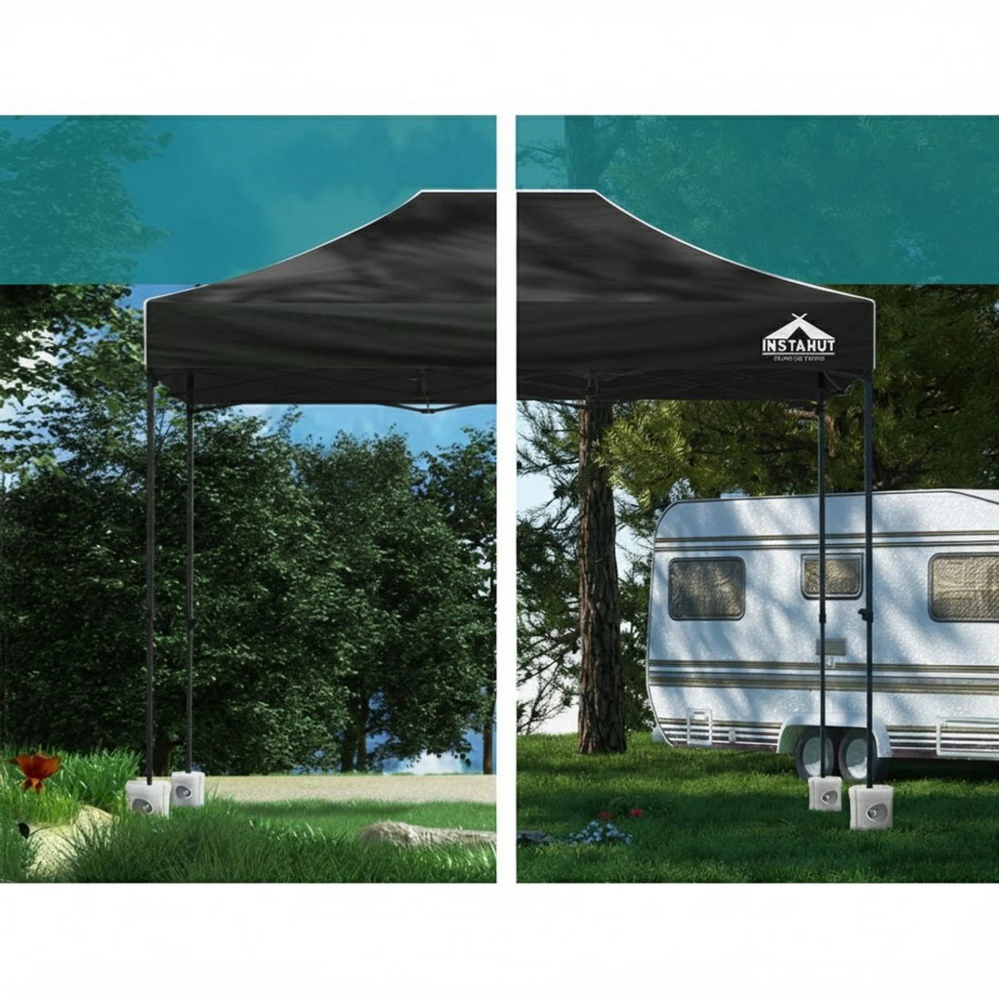 4 Instahut Gazebo Pop Up 3x4.5m w/Base Podx4 Marquee Folding Outdoor Wedding Camping Tent Shade Canopy - Black - Black, 4 of 6