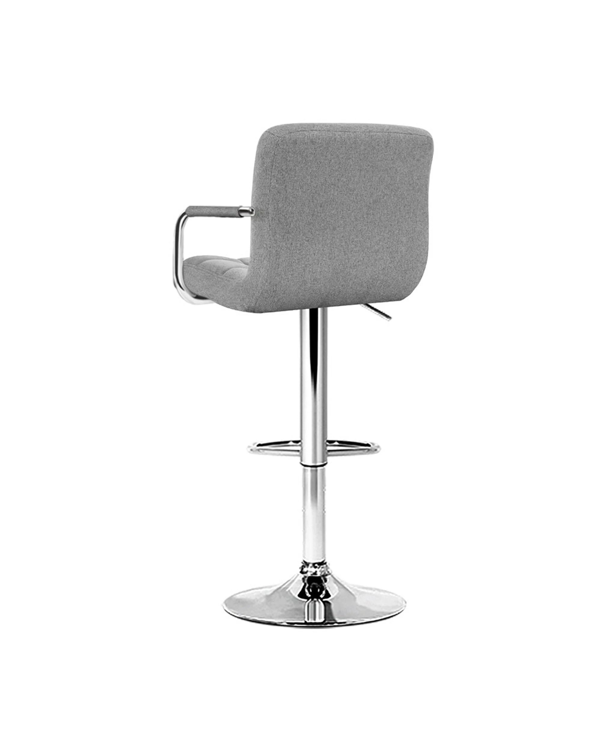 2 Artiss 4x Bar Stools Fabric Gas Lift W/armrest
 - Grey, 2 of 5