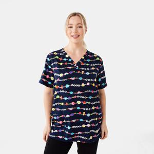 Work Short Sleeve Print Scrub Top