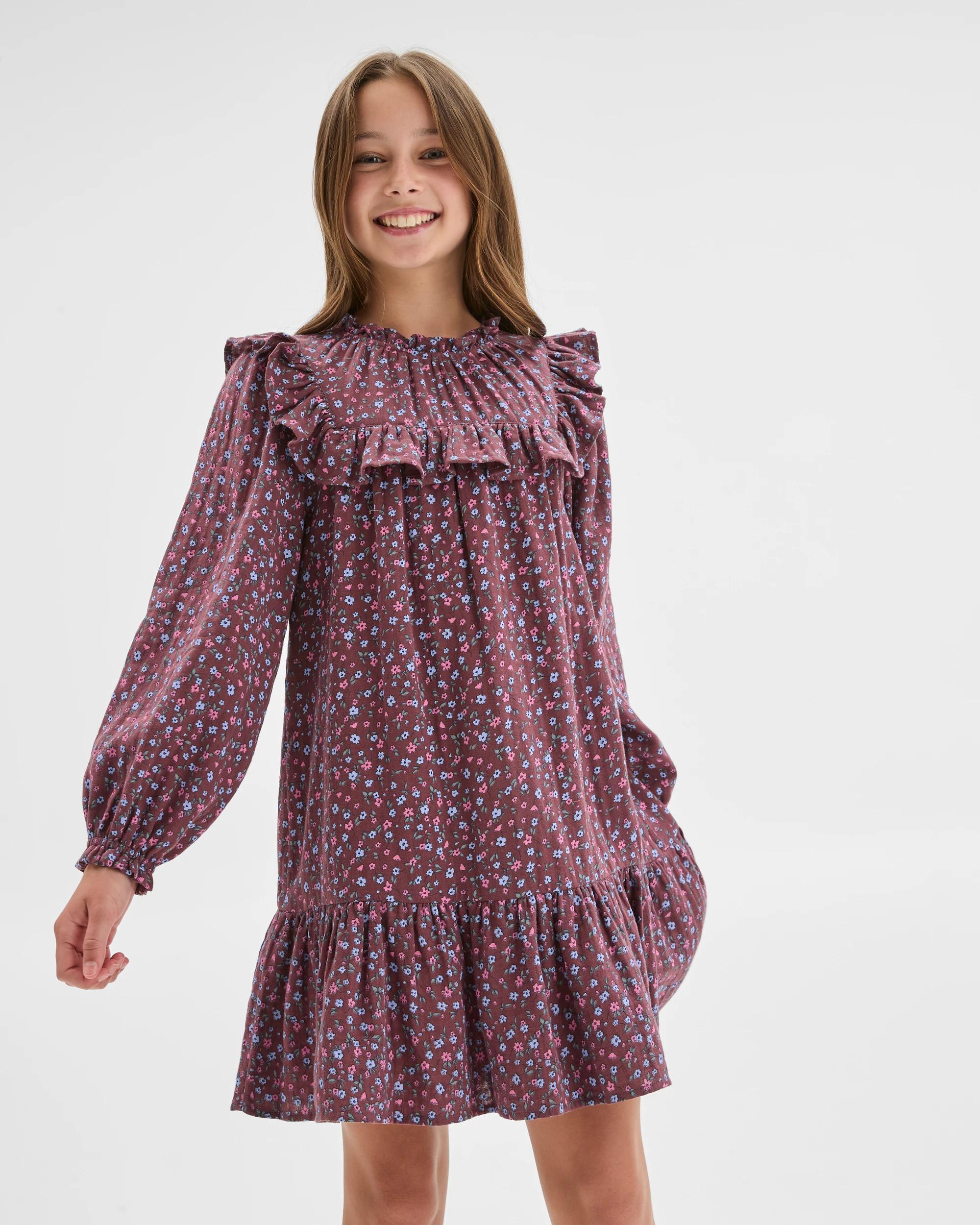 1 Target Kids Woven Balloon Sleeve Dress FLORAL, 1 of 5