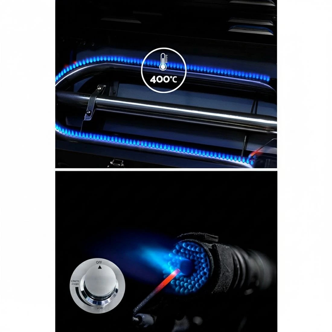 4 Grillz Portable Gas BBQ Grill with Double Sided Plate - Silver, 4 of 6