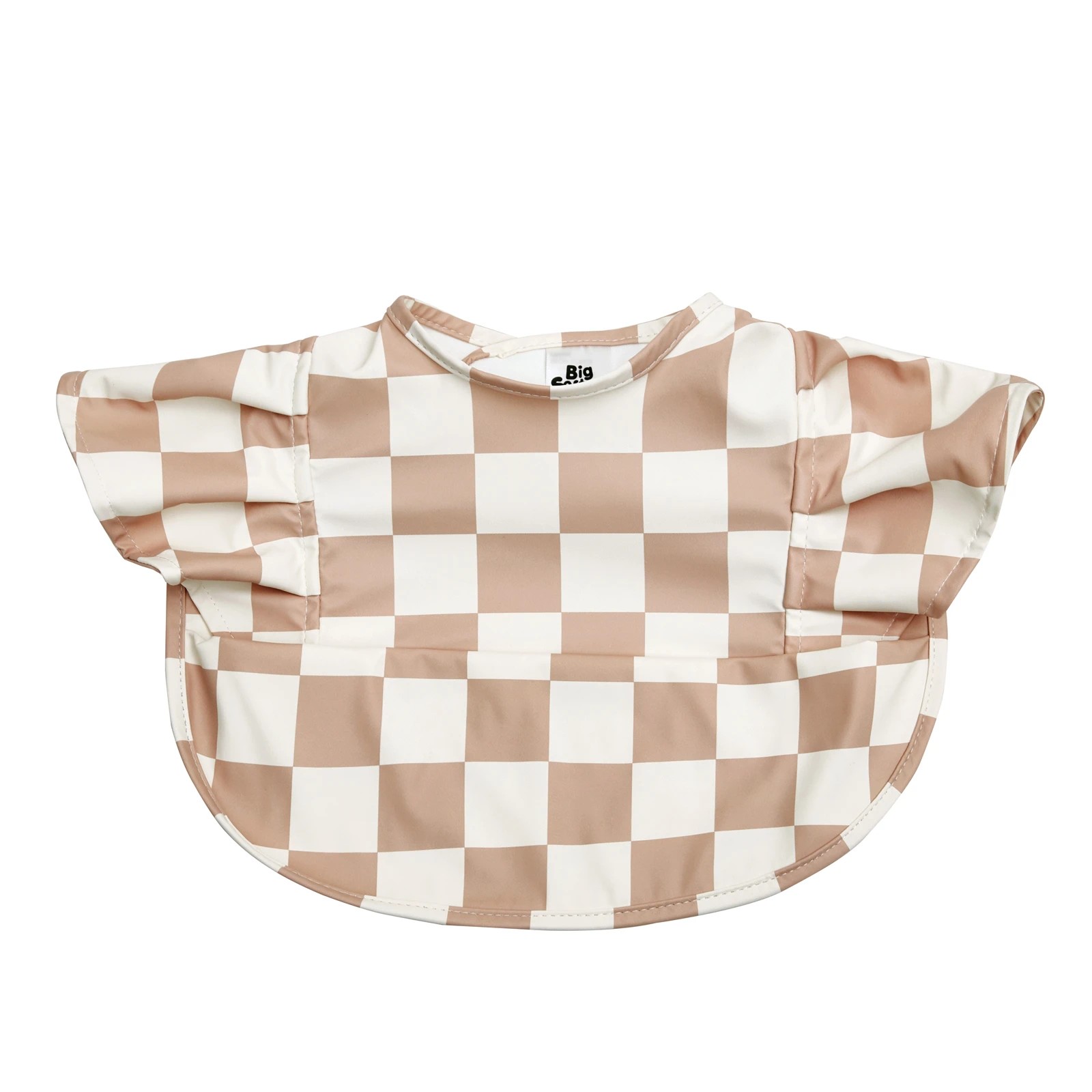 3 Big Softies Recycled Frill Bibs, Brown check, 3 of 5