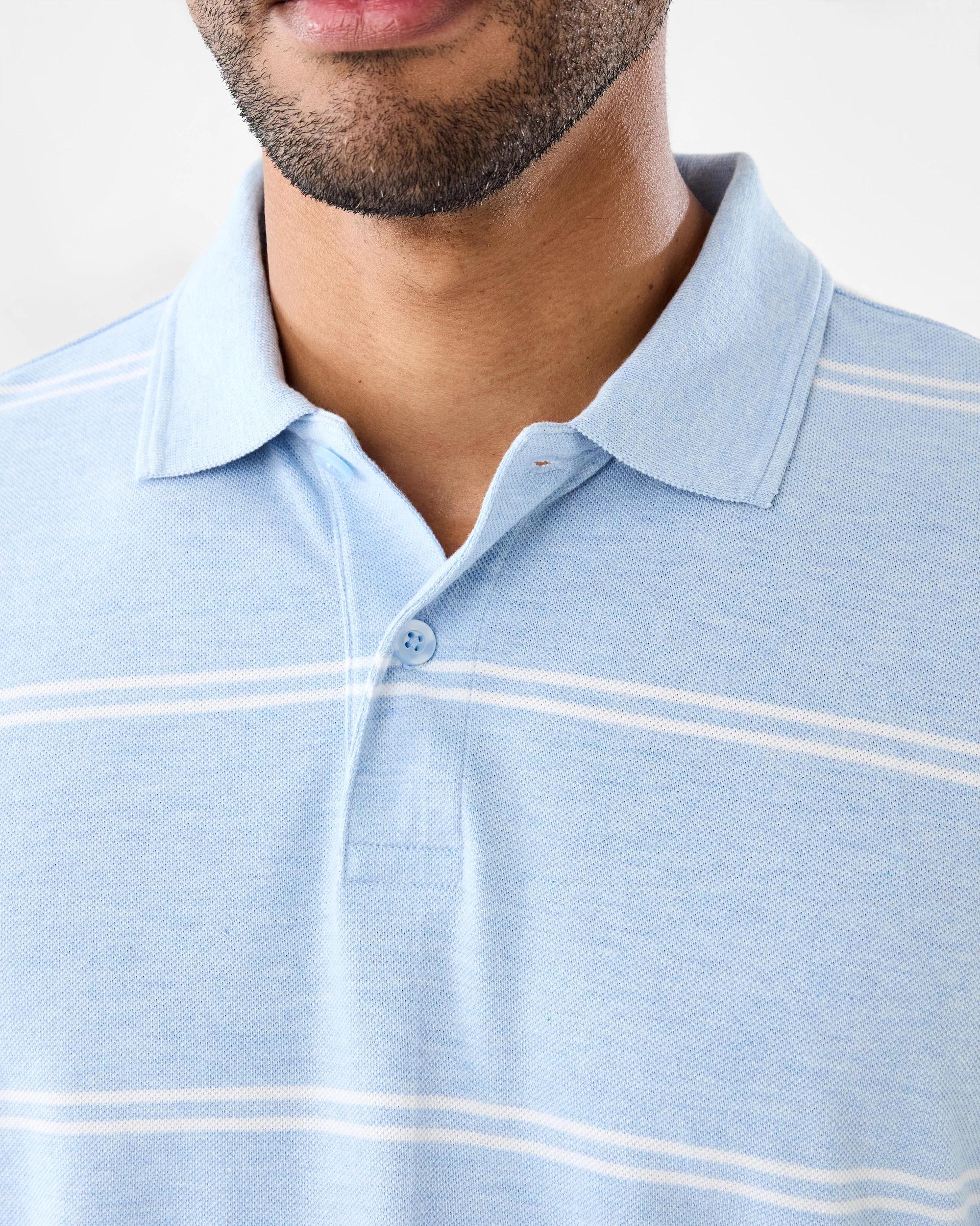 5 Pique Polo Shirt Blu Stripe, 5 of 7