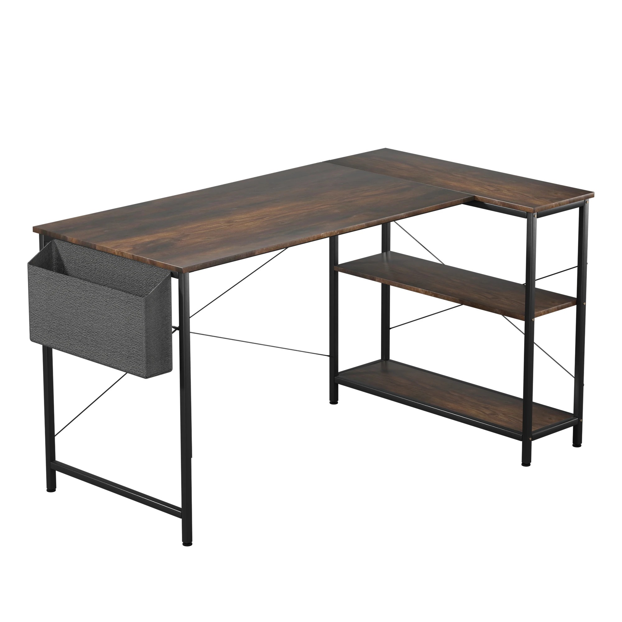 1 Levede L Shaped 120cm Computer Desk - Brown, 1 of 9