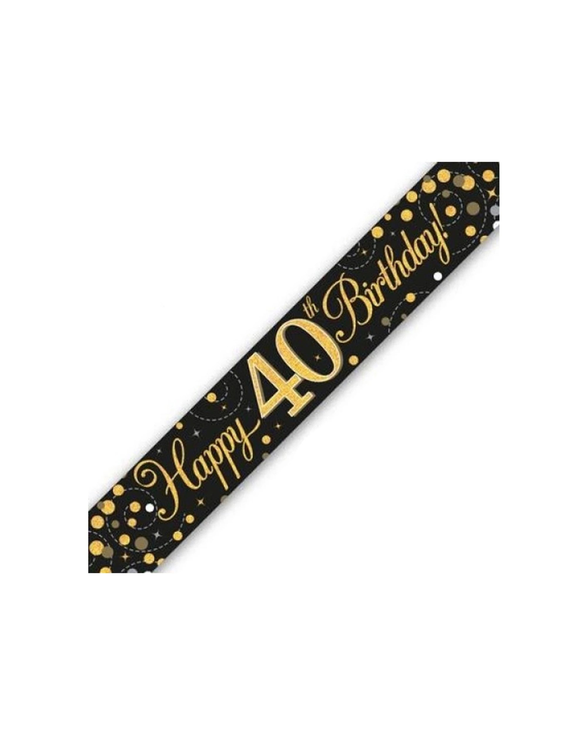 1 Alpen Sparkling Fizz Banner Decoration 40th Birthday 2.7m - Black, 1 of 1