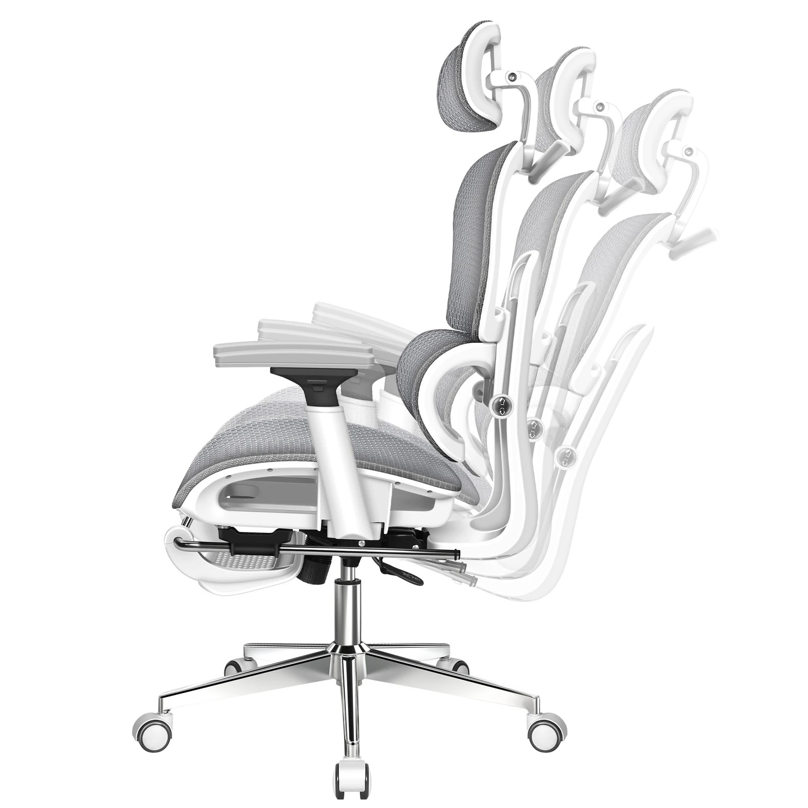 9 Alfordson Ergonomic Office Chair Mesh Executive Racing Computer Seat - White Grey, 9 of 10