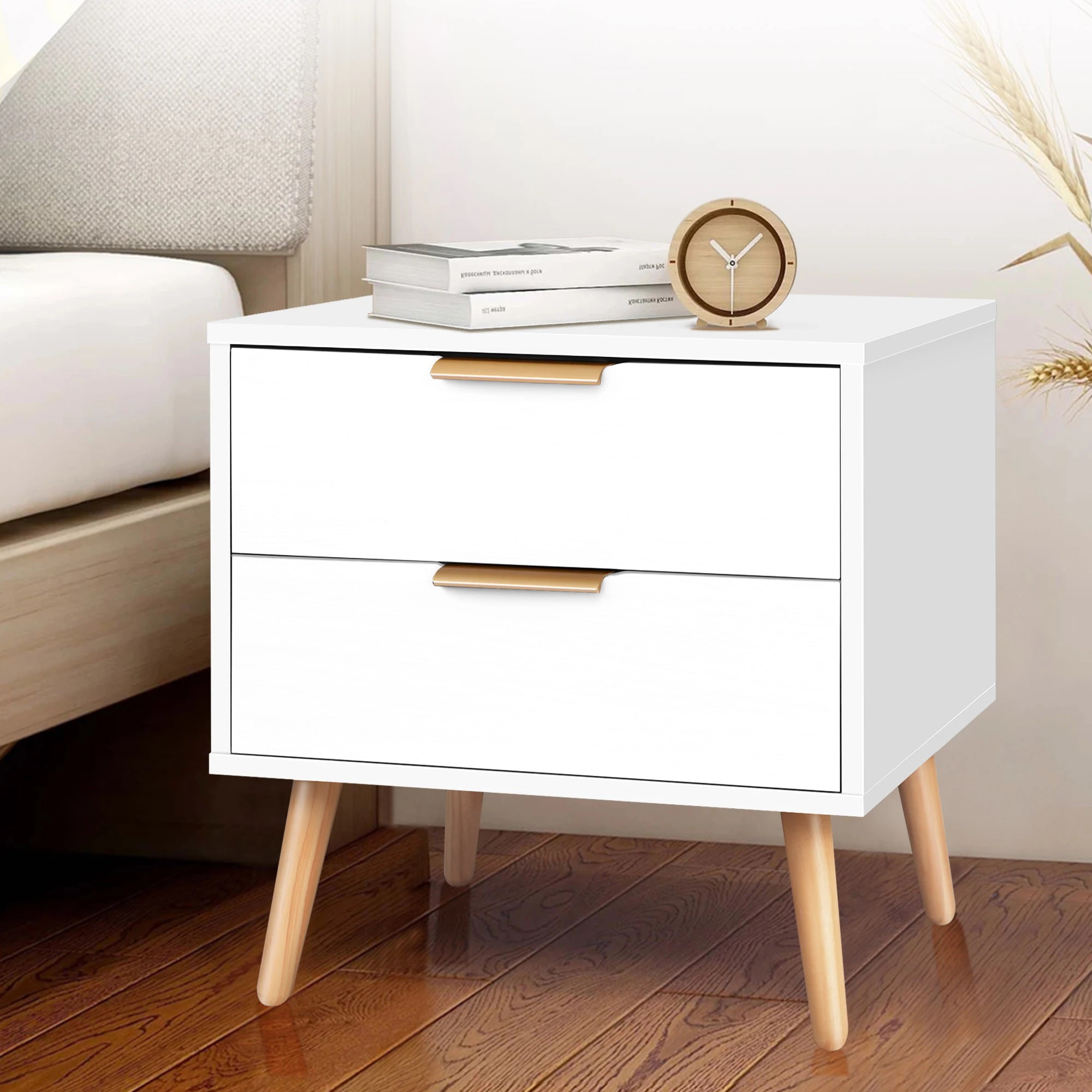 6 Alfordson Bedside Table Nightstand Side Storage Cabinet Scandinavian - White, 6 of 10