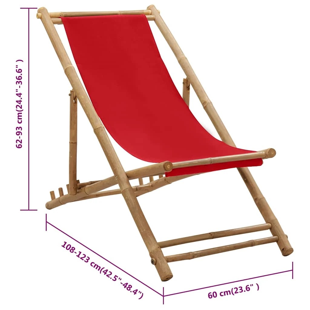 8 vidaXL Deck chair Foldable - Red, 8 of 9