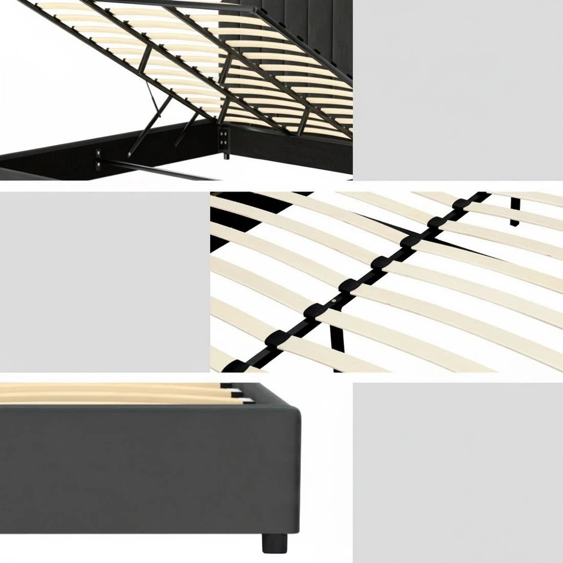 6 Artiss Bed Frame King Size Velvet  FION - Grey, 6 of 7