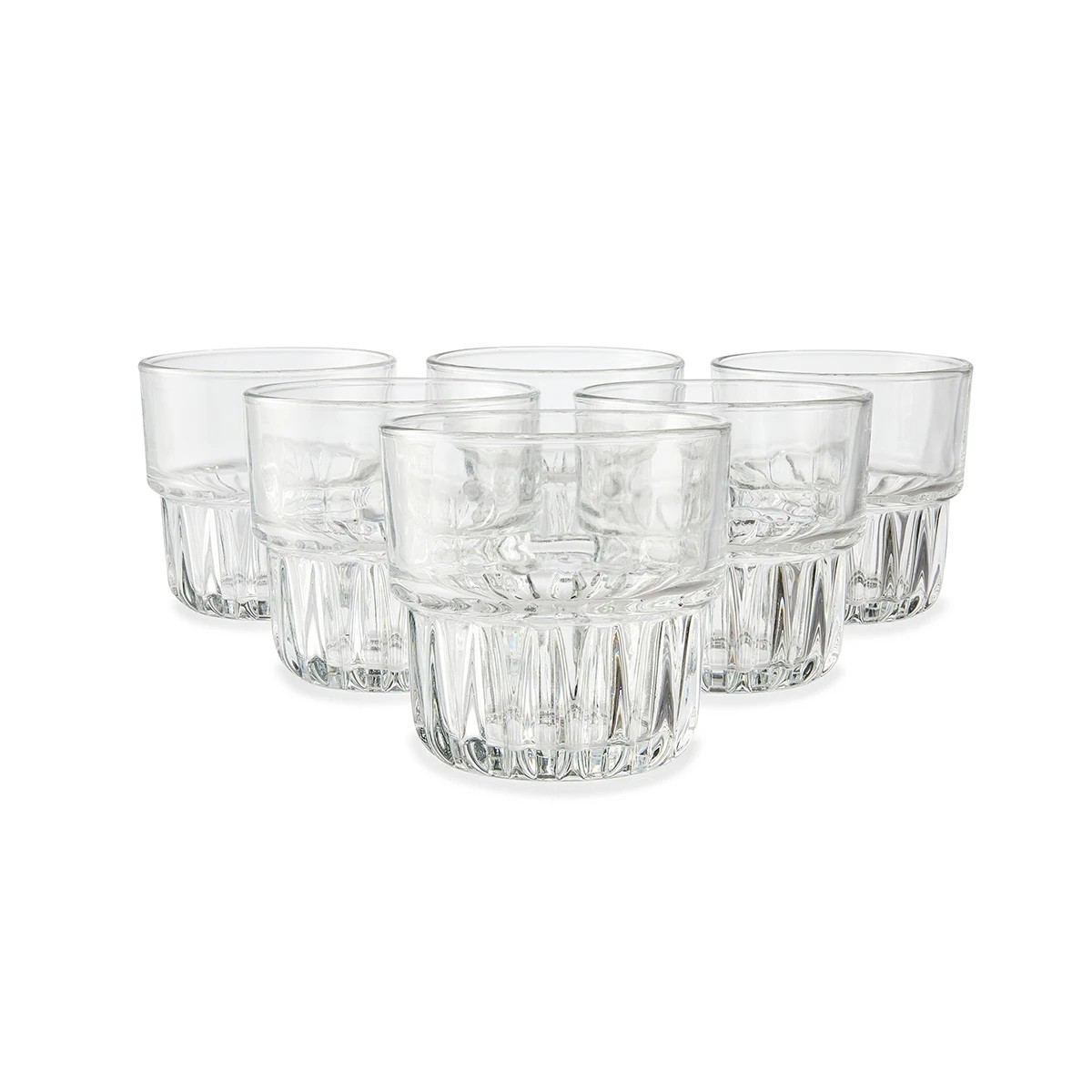 1 6 Clear Etch Glasses, 1 of 6