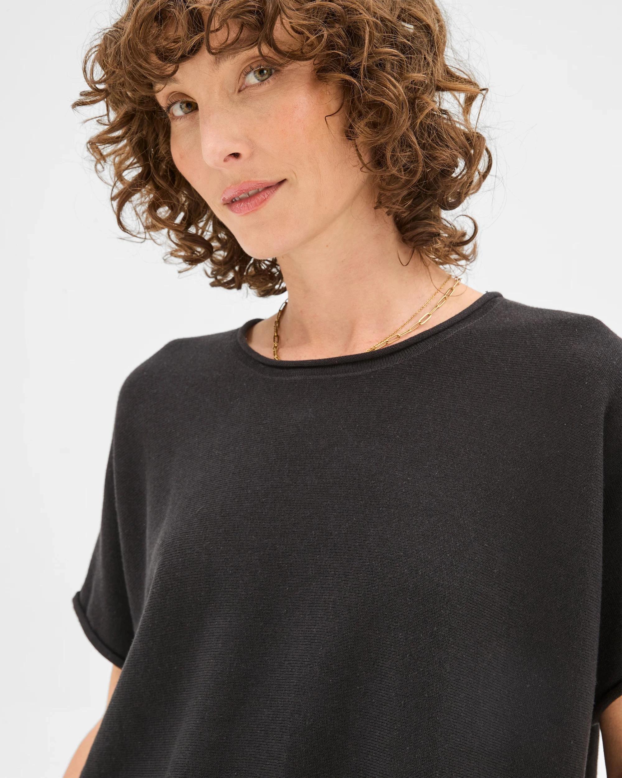 4 Target Australian Cotton Blend Rolled Knit T-Shirt BLACK, 4 of 6