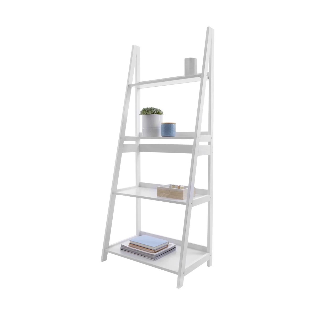 1 4 Tier Ladder Shelf White, 1 of 2