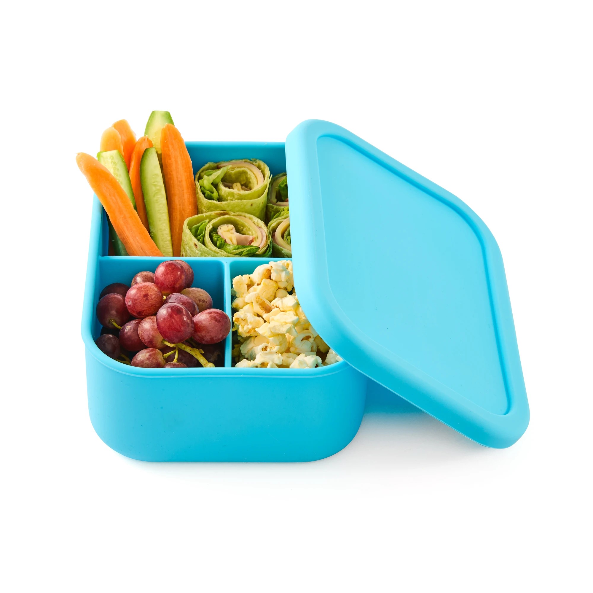 1 Blue Silicone Bento Lunch Box, 1 of 7