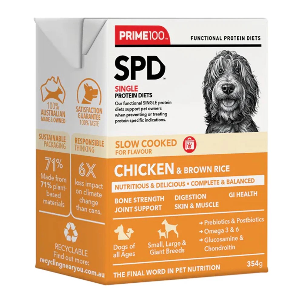 1 Prime100 Spd Single Protein Diets Slow Cooked Chicken & Brown Rice Wet Dog Food 354 Gm 1 Pack, 1 of 1