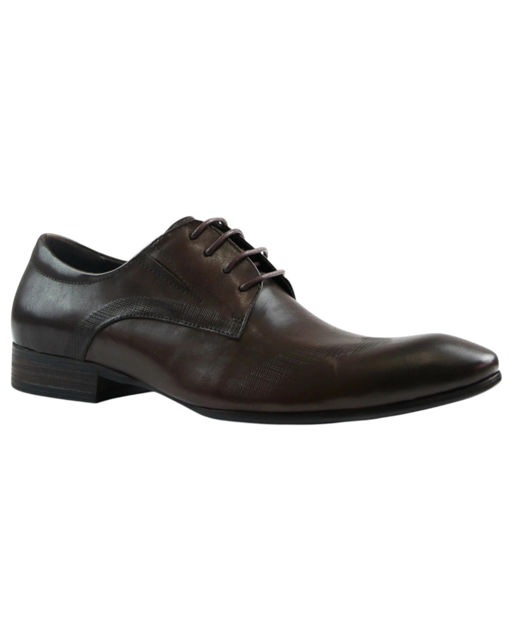 1 Zasel Mens Peter Leather Lace Up Work Formal Dress Wedding Shoes DARK BROWN, 1 of 2