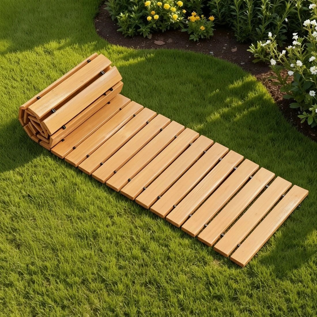5 Gardeon 8FT Wooden Garden Pathway Roll-Out Straight Walkway Outdoor Backyard - Brown, 5 of 6