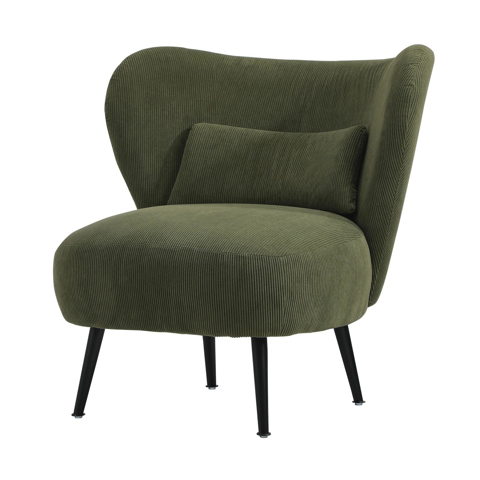 1 Oikiture Armchair Lounge Chair With Lumbar Pillow Wingback Velvet
 - Green, 1 of 10