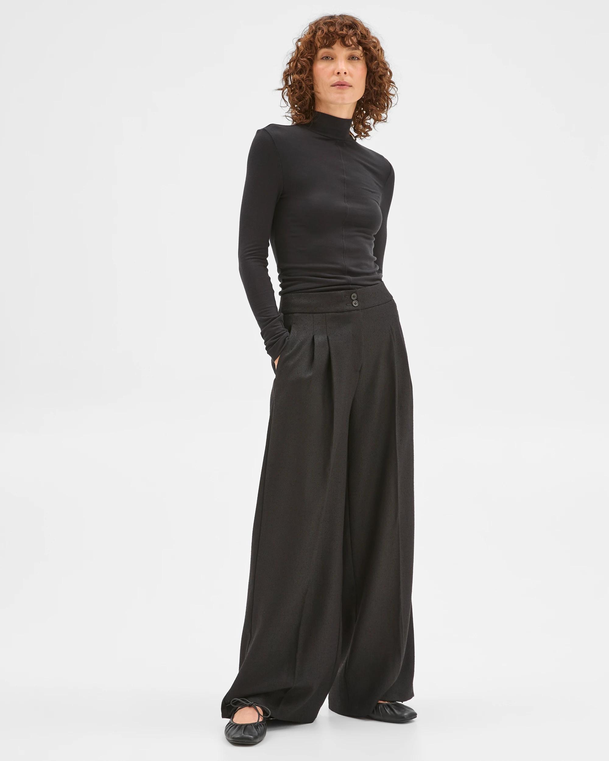1 Preview Long Sleeve Luxe Layering Knit Skivvy Top BLACK, 1 of 9