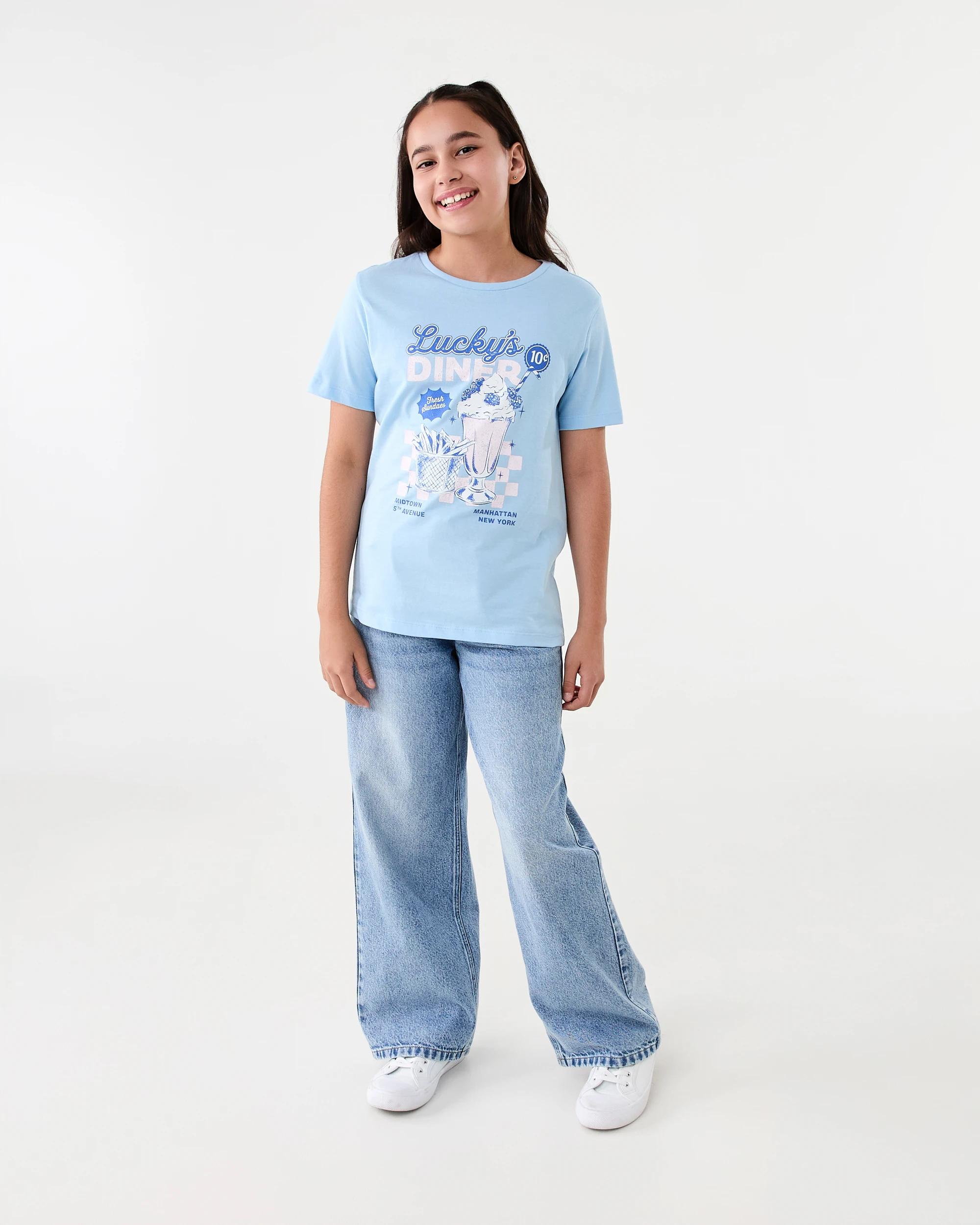 6 Short Sleeve Printed T-shirt Blue Food, 6 of 7