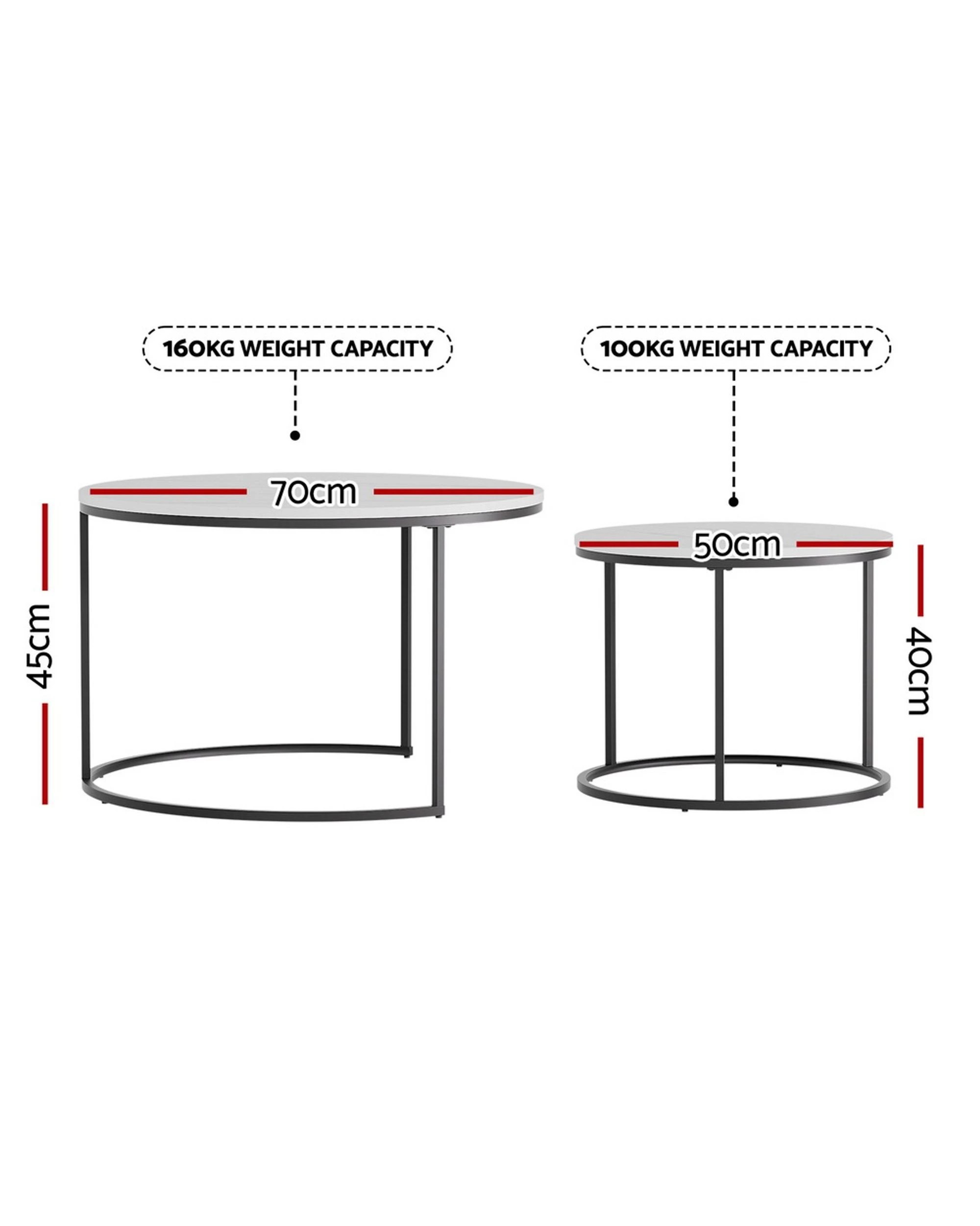 2 Artiss Nesting Coffee Table Set of 2 Marble Effect - Multi, 2 of 8