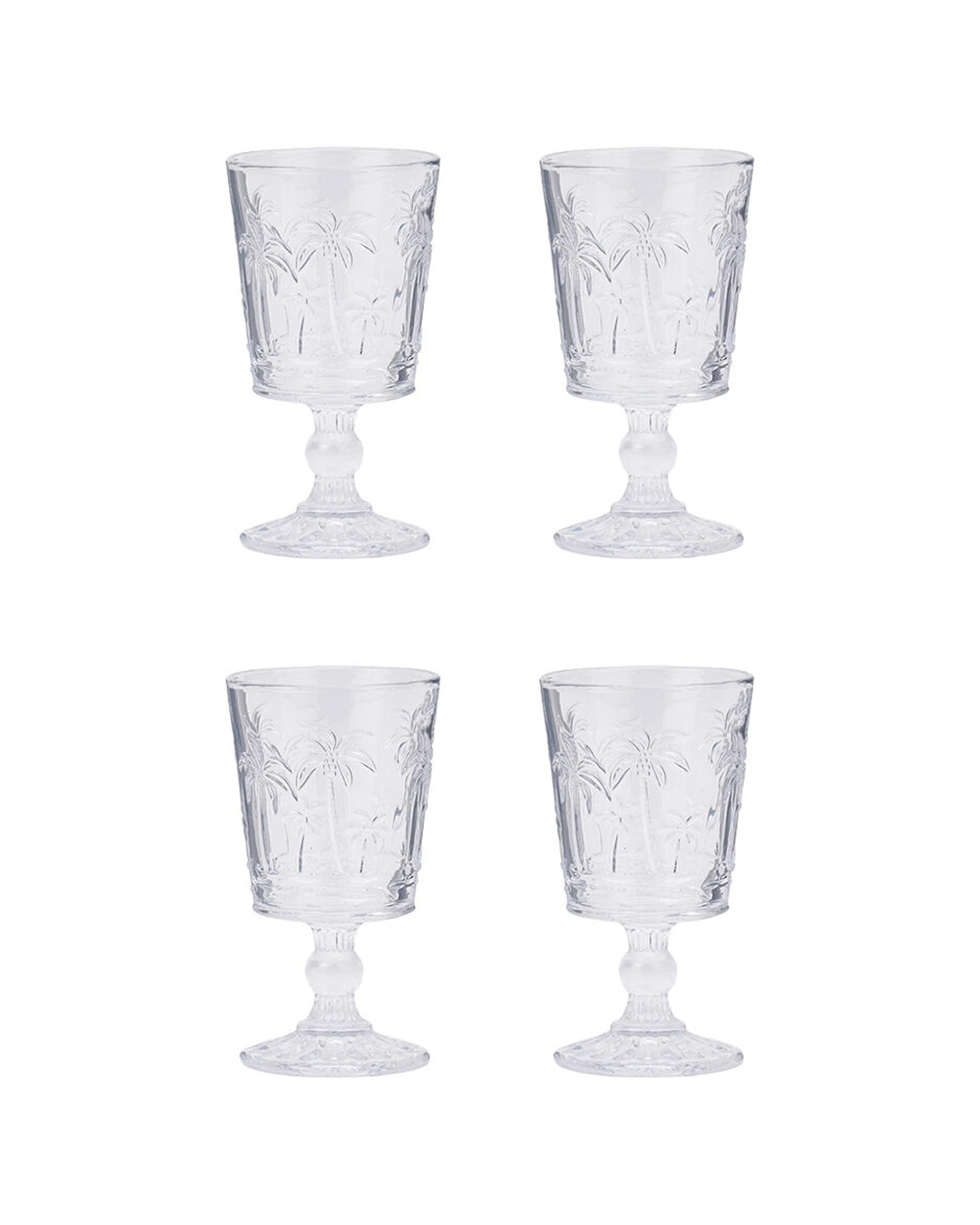 1 Annabel Trends 4pc Goblet Glass Palm Tree Cup Set 16cm - Clear, 1 of 2