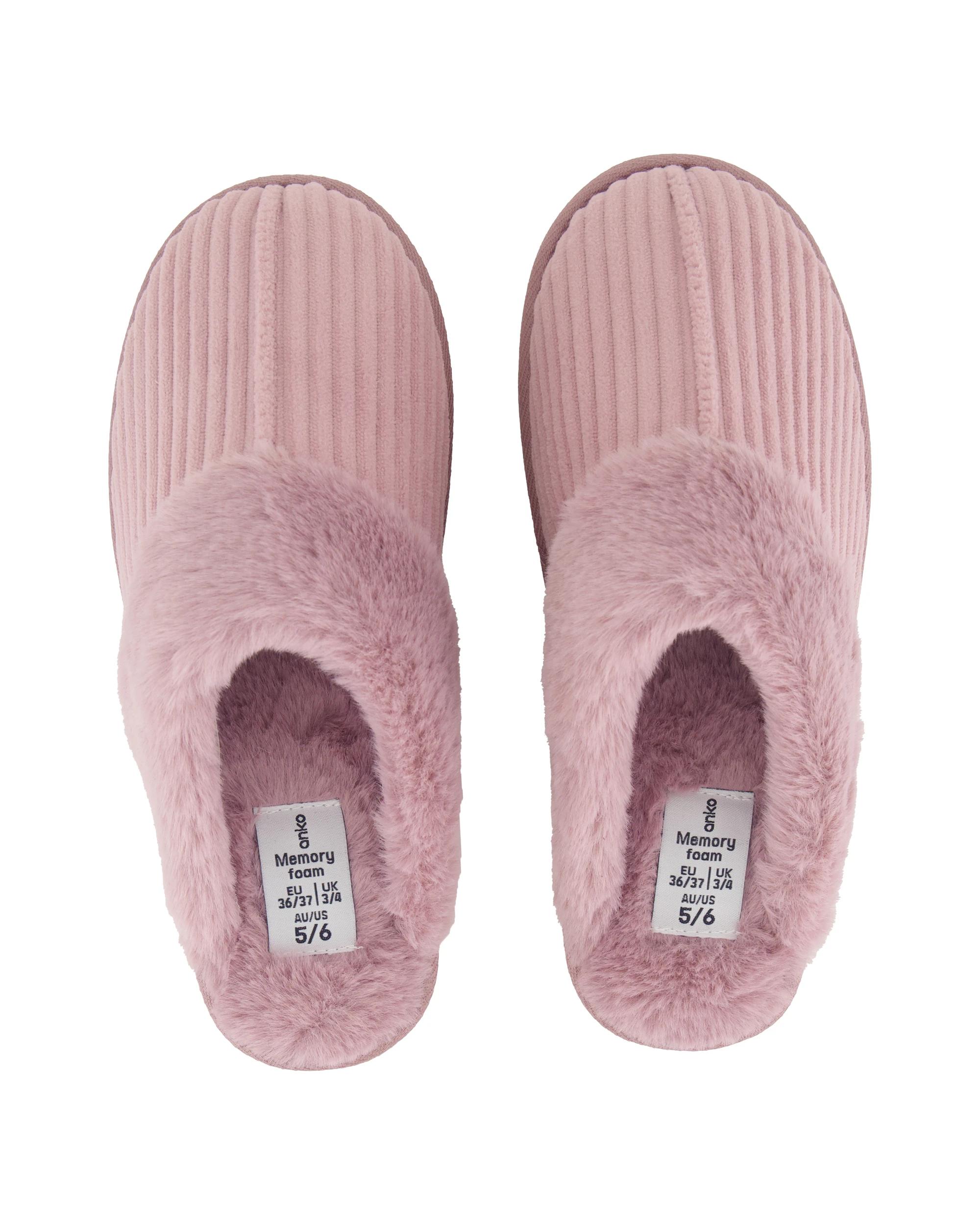 2 Melange Faux Fur Scuffs Rose, 2 of 3