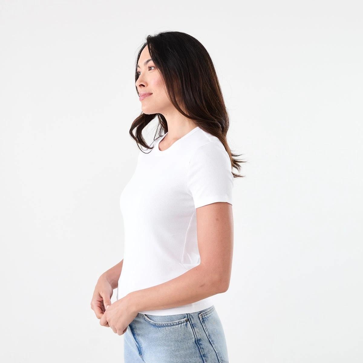 2 Short Sleeve Rib Crew Neck T-shirt WHITE, 2 of 5