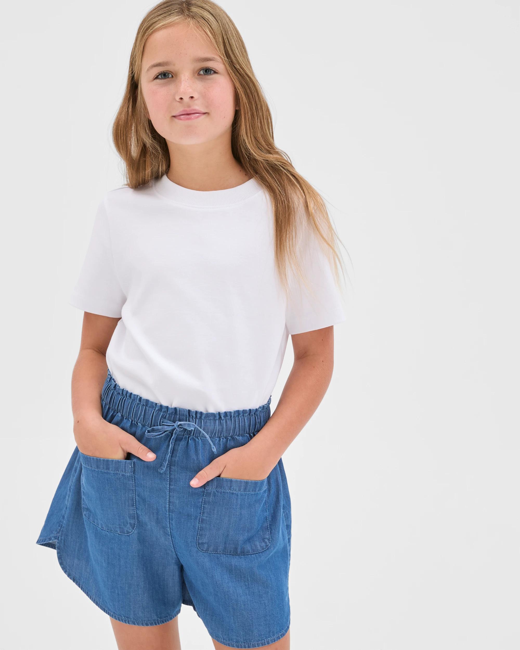 2 Target Kids Australian Cotton Chambray Shorts MID WASH, 2 of 6