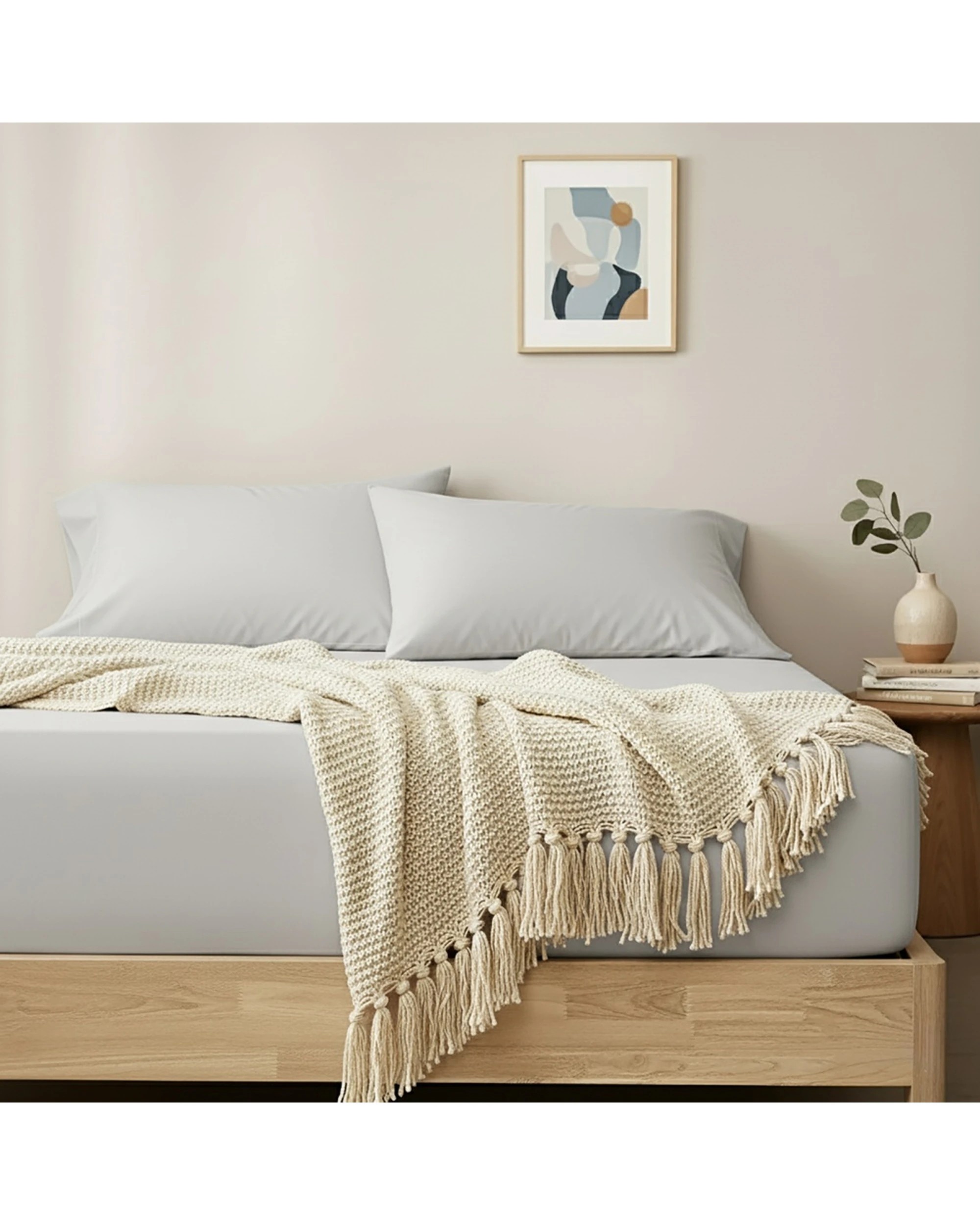 2 KG Linen 400TC Cotton Fitted Sheet & Pillowcase Set Egyptian Cotton - Single Bed - Grey, 2 of 6