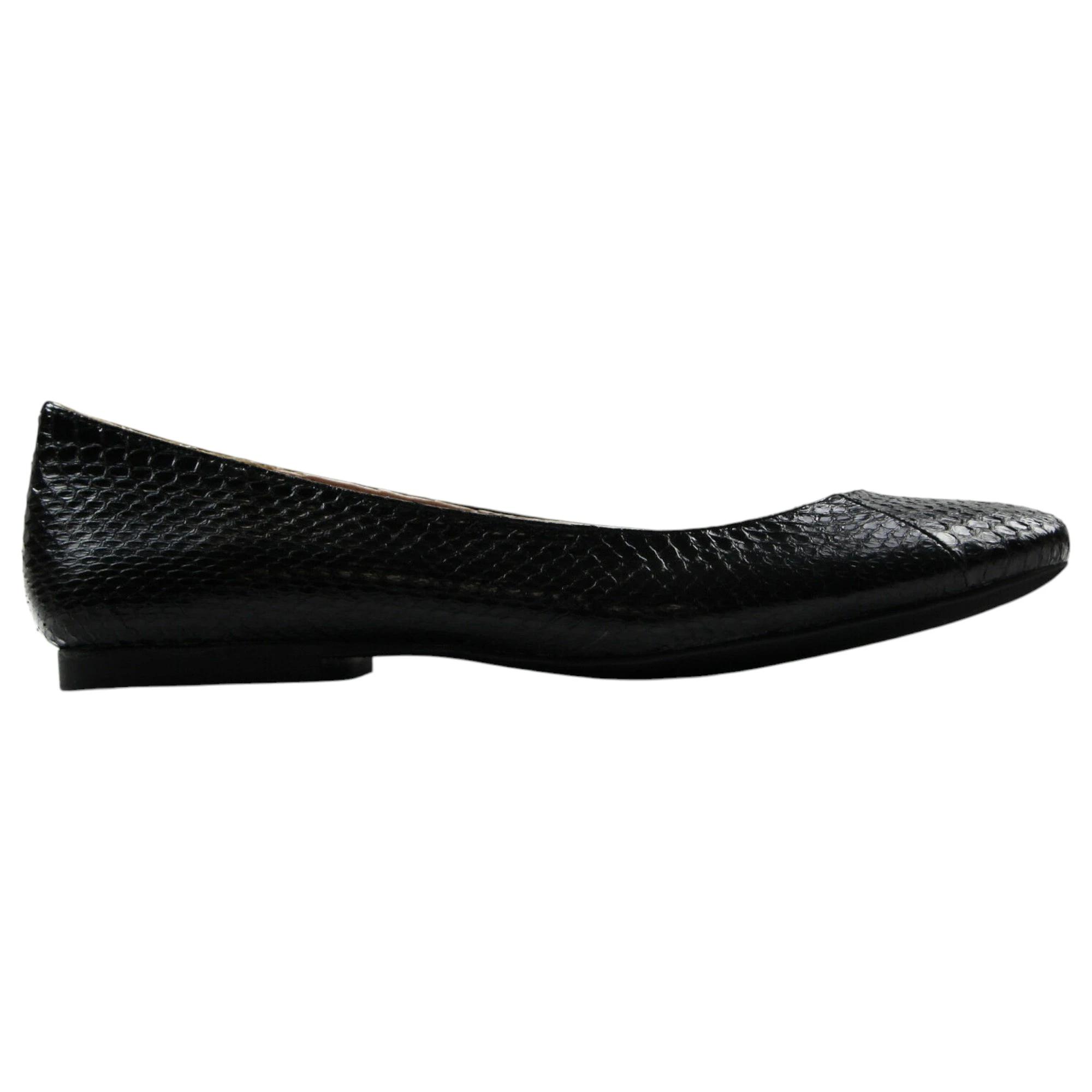 2 Zasel Zoe Ladies Womens Snake Skin Leather Flats Work Casual Shoes BLACK, 2 of 3