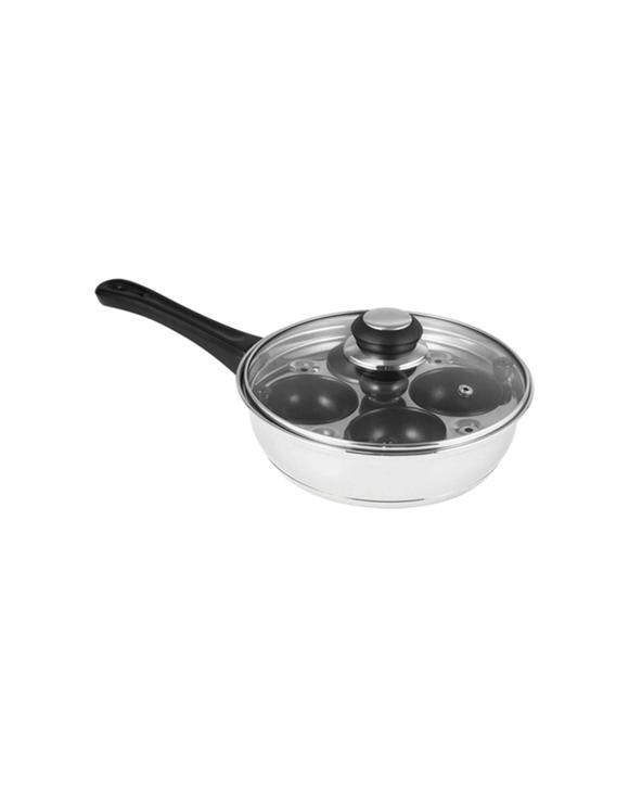 Avanti 4-Cup Non-Stick Stainless Steel Egg Poacher Pan 20cm With Lid - Silver