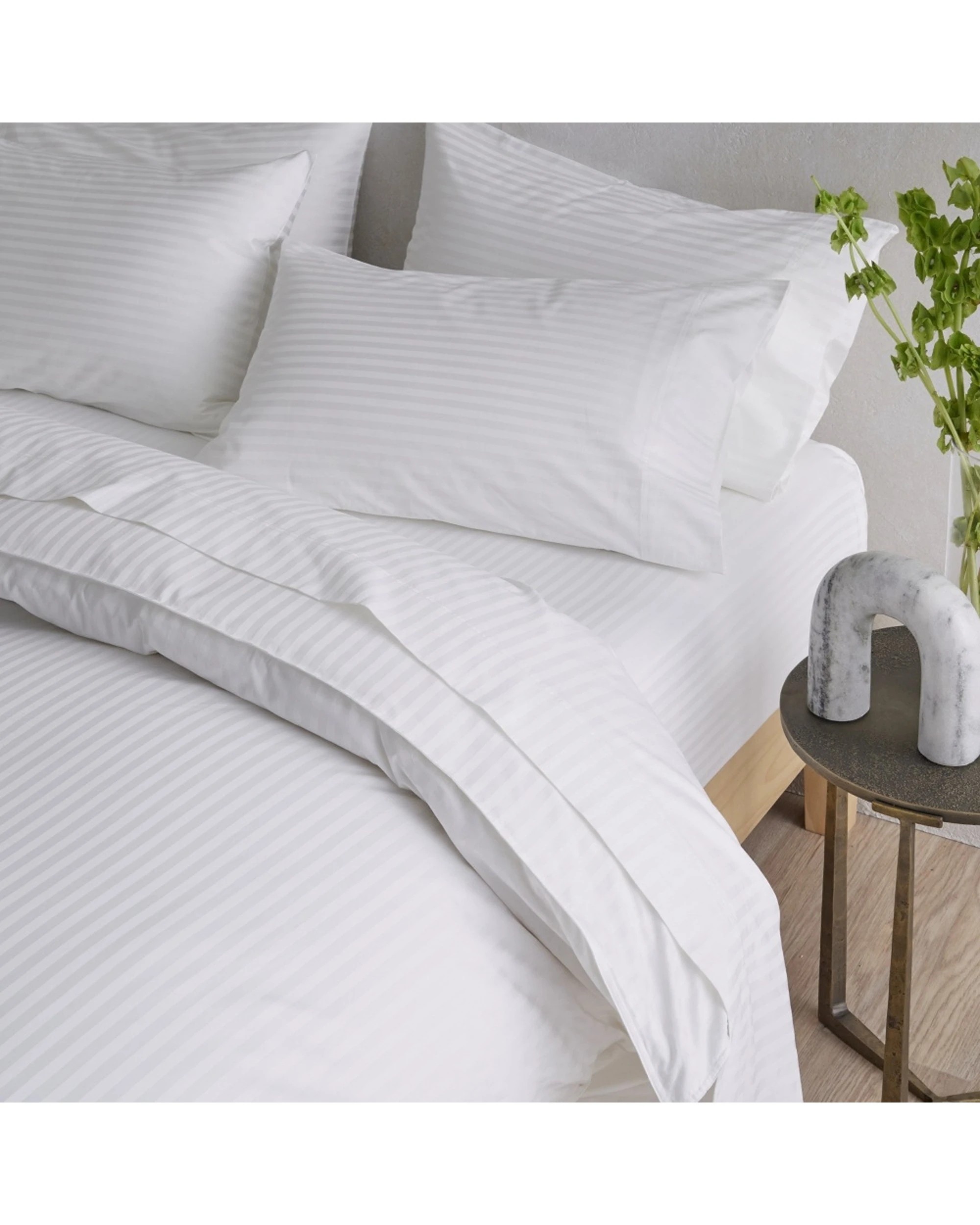 2 Bedding Co Quilt Cover Set 500TC Organic Cotton Stripe - Queen Bed - White, 2 of 5