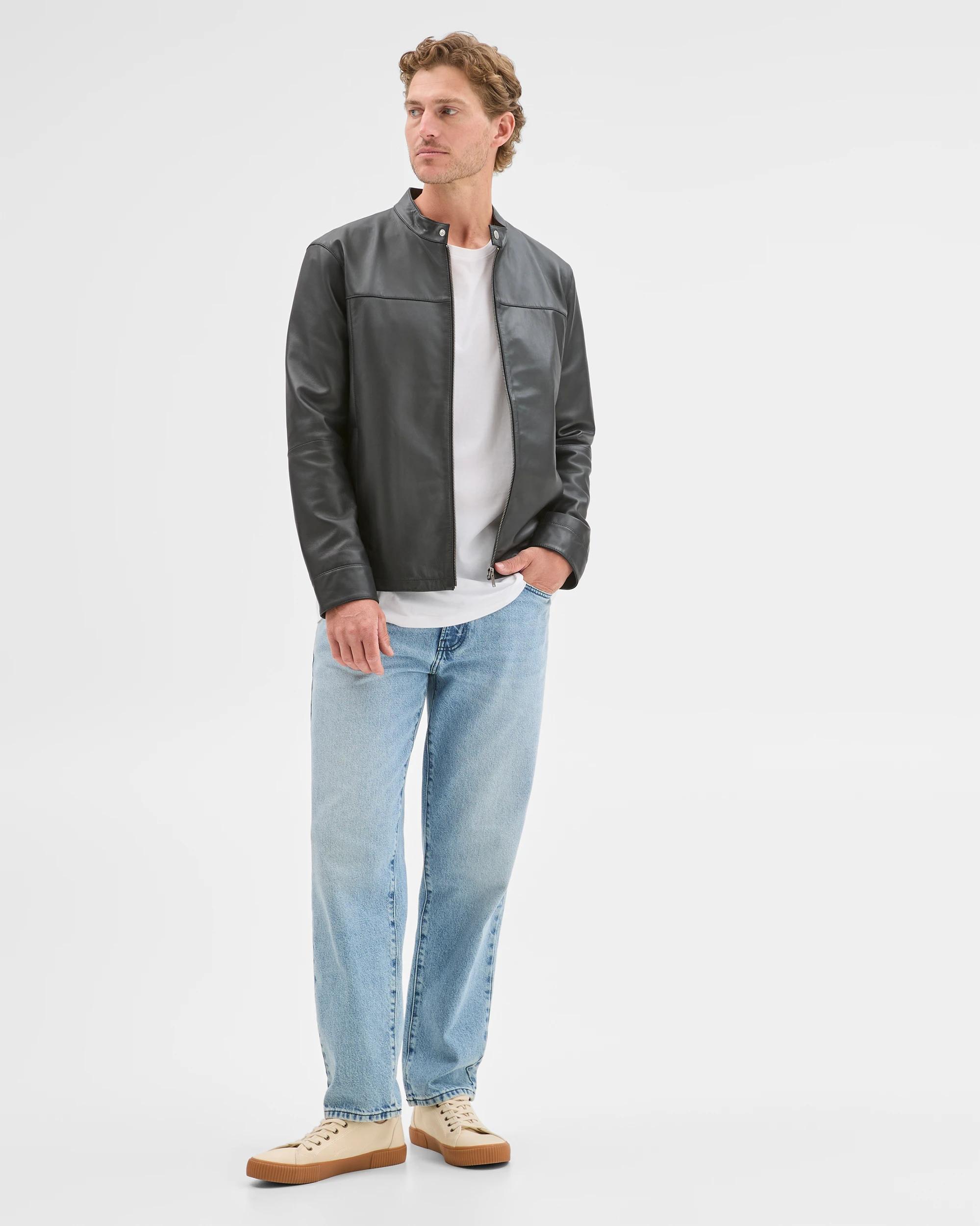 2 Preview Smart Genuine Leather Jacket BLACK, 2 of 8