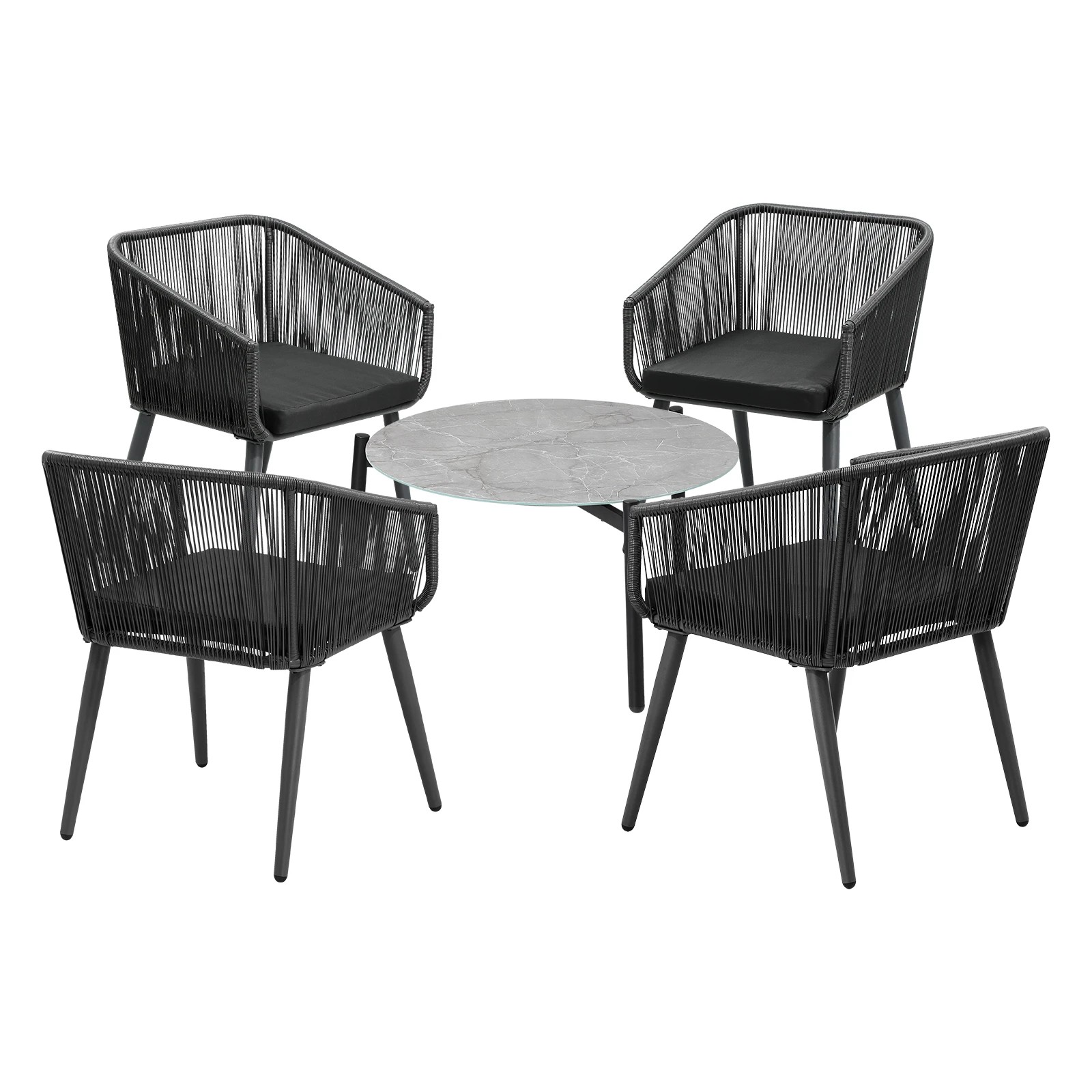 1 Livsip Outdoor Patio Lounge Set Furniture Coffee Grey 70cm Table Sofa Chairs 5PC - Multi, 1 of 9