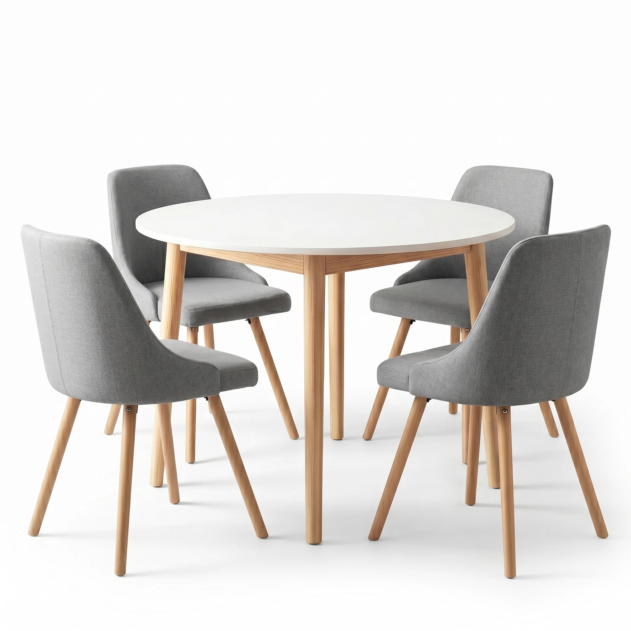 1 Artiss Dining Table and Chairs Set 5pcs 108cm Round Kitchen Table with 4 Grey Chairs Nordic Home Furniture - Multi, 1 of 8