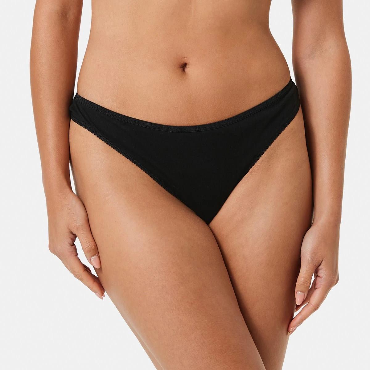 4 2 Pack Cotton Kelsey G-String Briefs Black Wht, 4 of 7