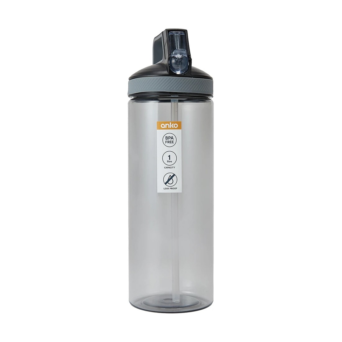 9 1L Charcoal Flip Top Drink Bottle with Handle, 9 of 9