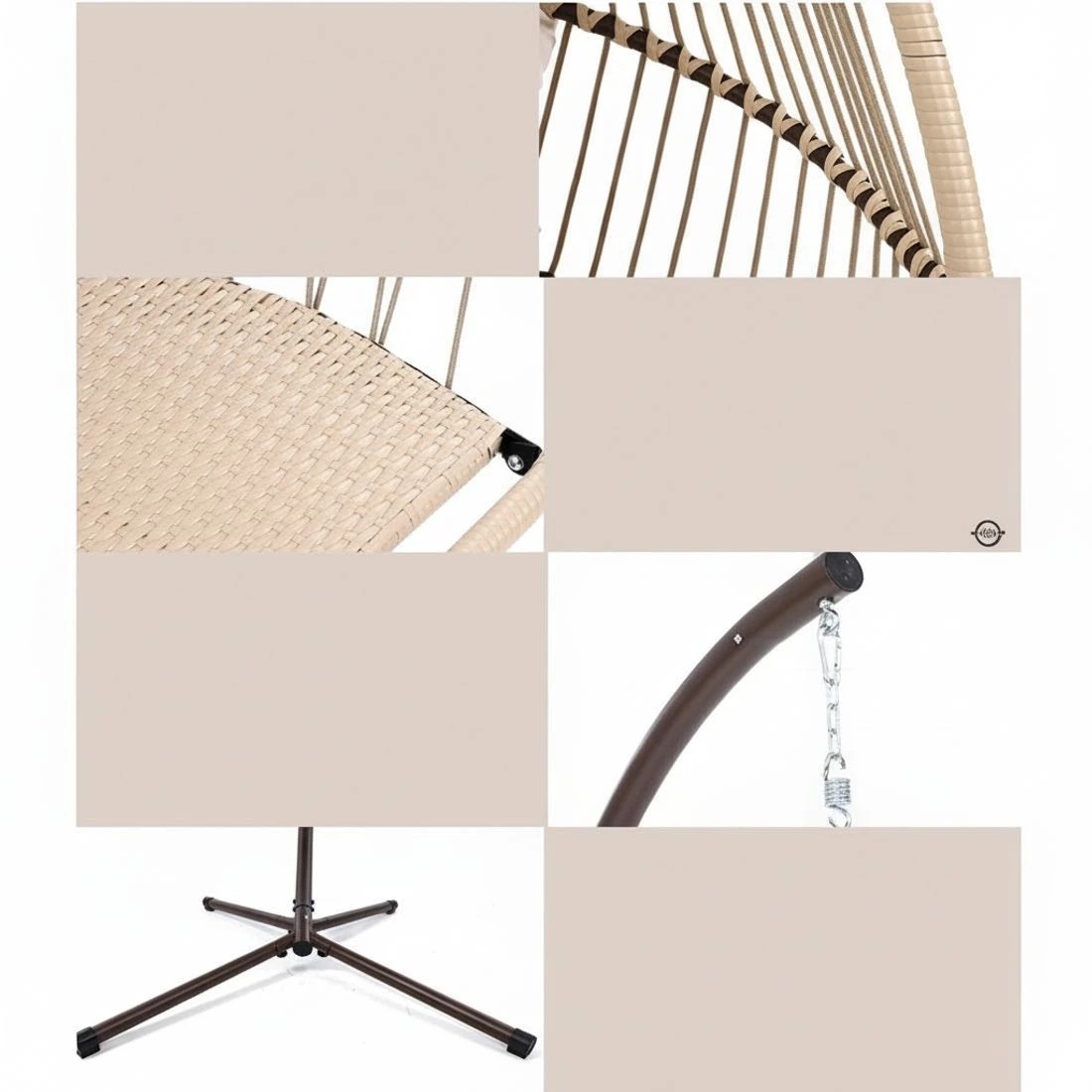 6 Gardeon Outdoor Egg Swing Chair Wicker Rope Furniture Pod Stand Cushion - Multi, 6 of 7