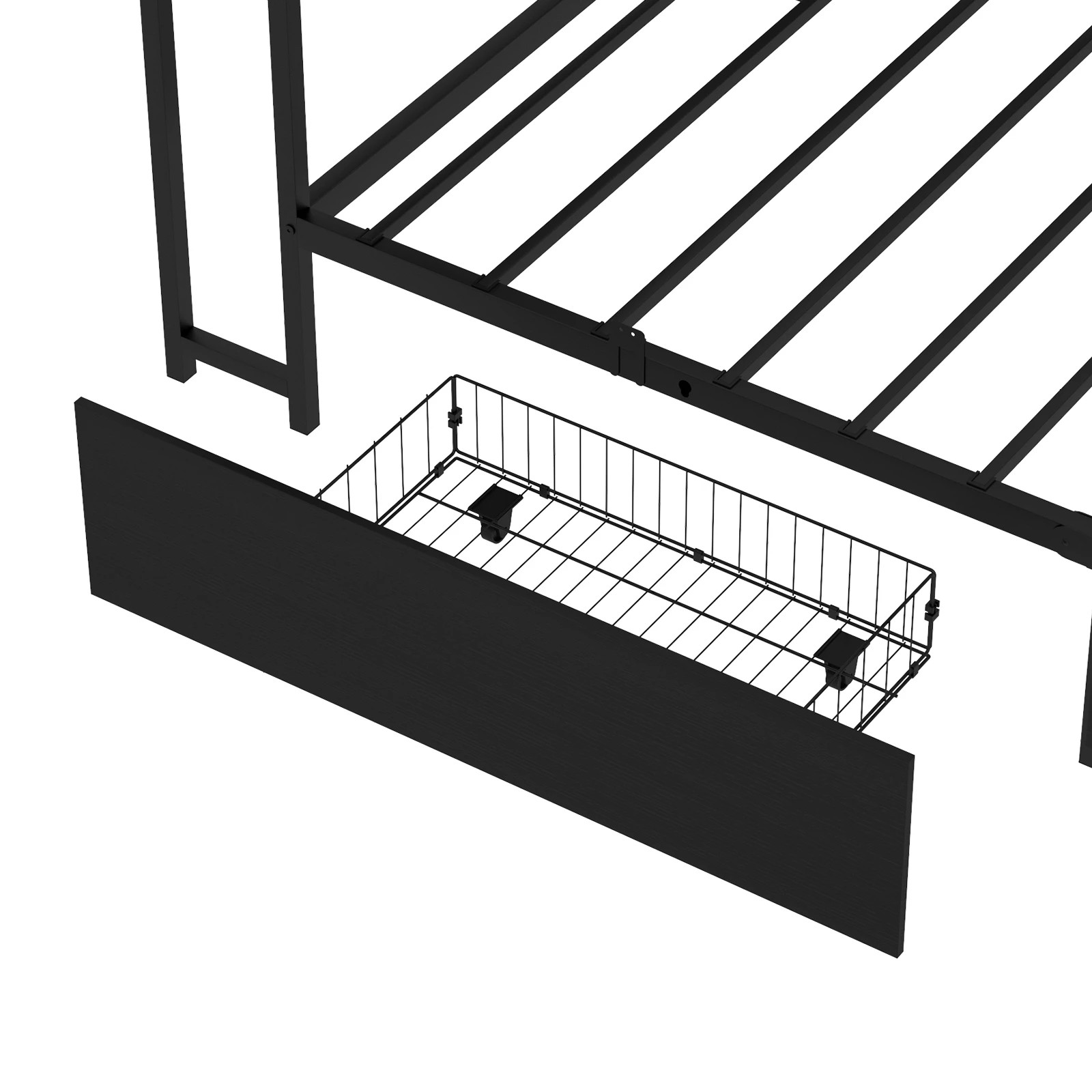 5 Advwin King Single Corner Bed Frame with Storage Drawers, Charging Station and LED Lights - Black, 5 of 10