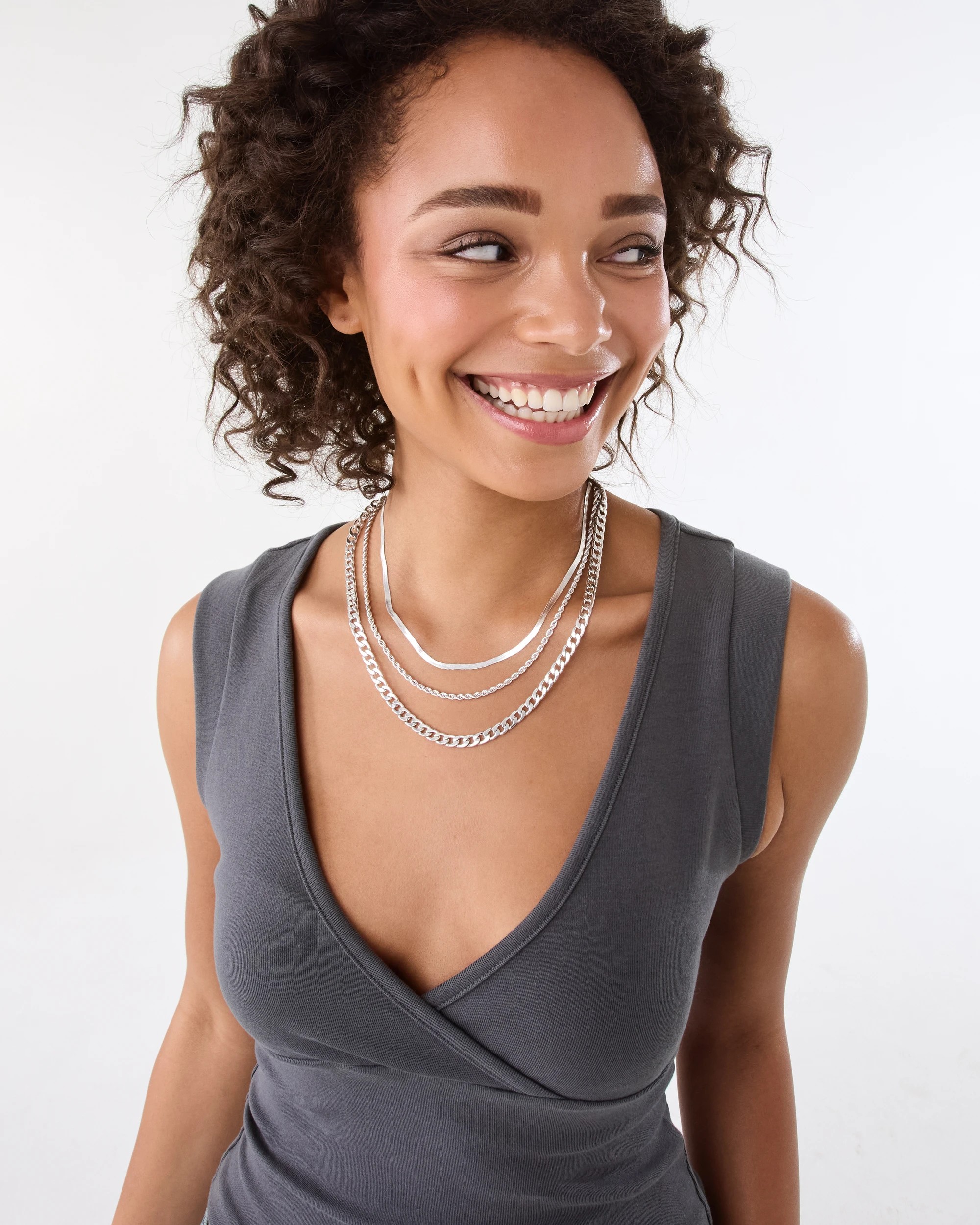 4 3 Pack Essential Chain Necklace - Silver Tone, 4 of 9